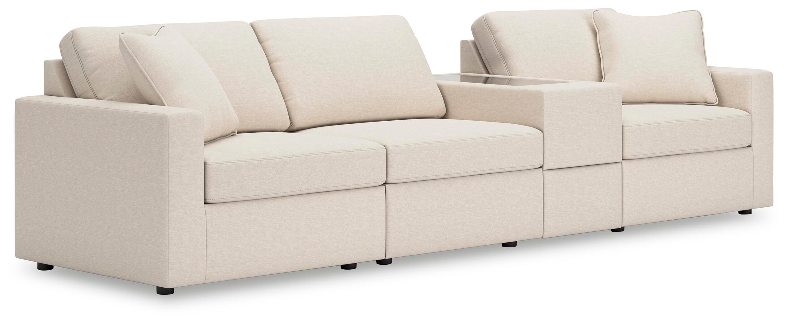 Modmax 4-Piece Sectional with Storage Console in Oyster Performance Fabric and Next-Gen Nuvella