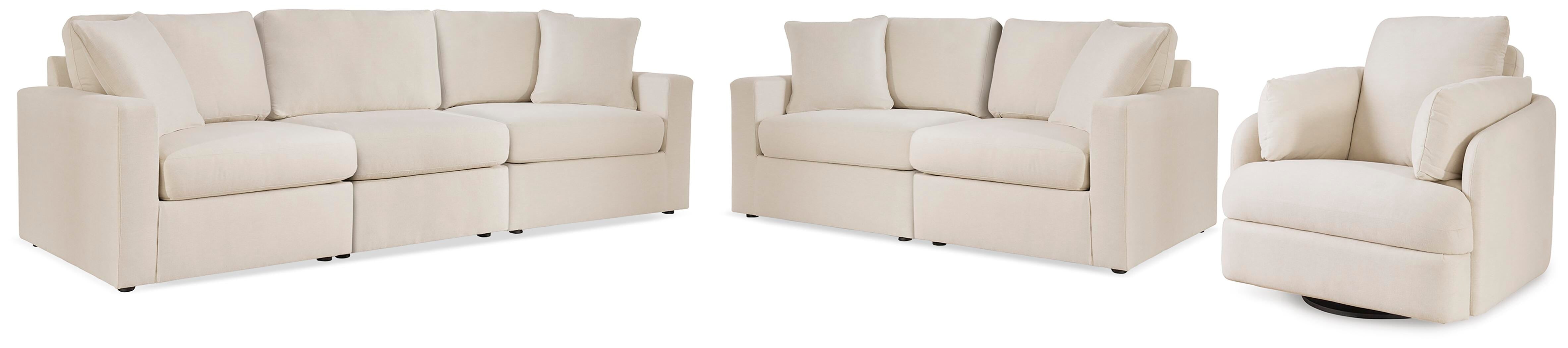 Modmax 3-Piece Sectional, 2-Piece Sectional Loveseat and Swivel Glider Recliner in Oyster