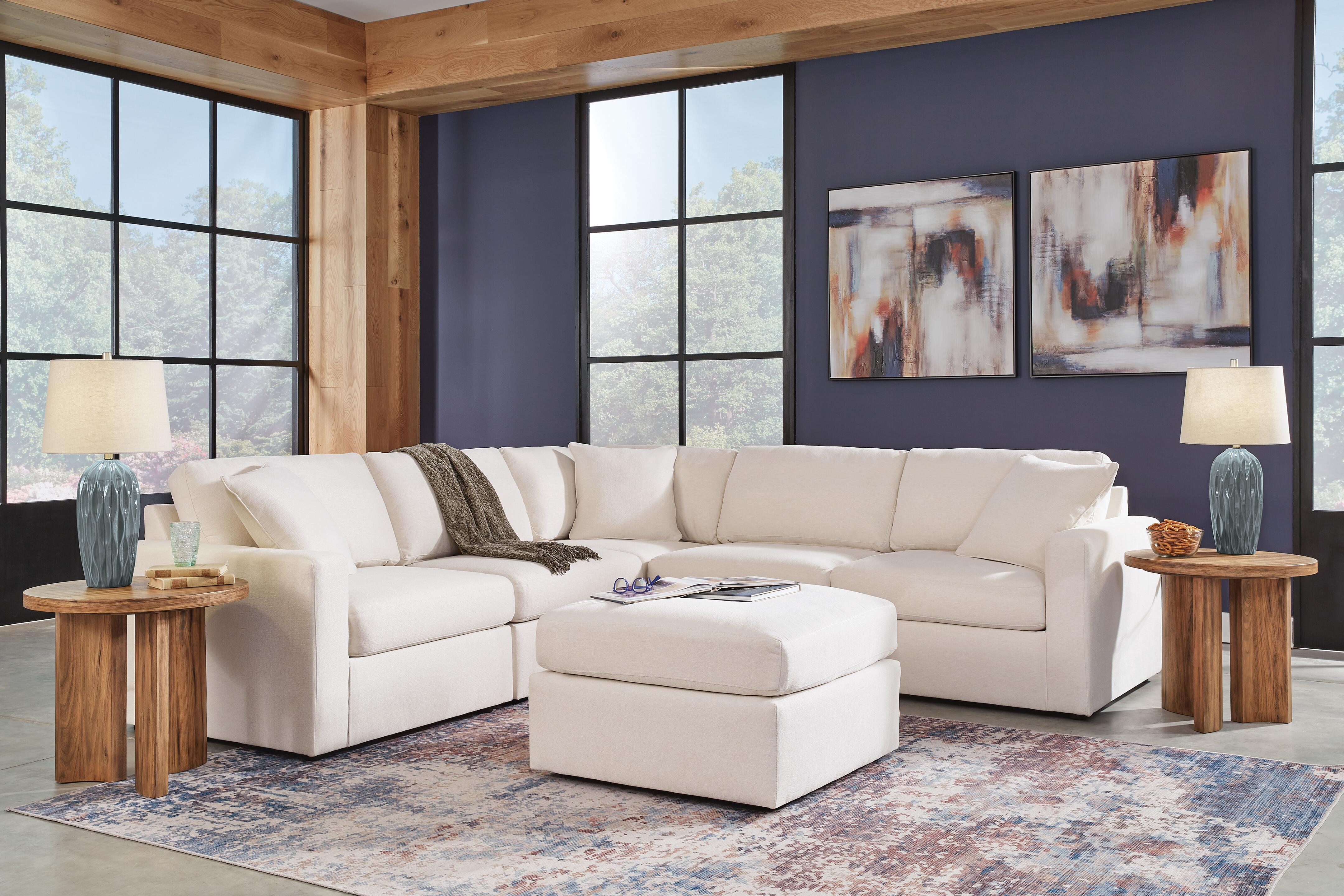 Modmax 5-Piece Sectional and Ottoman in Oyster
