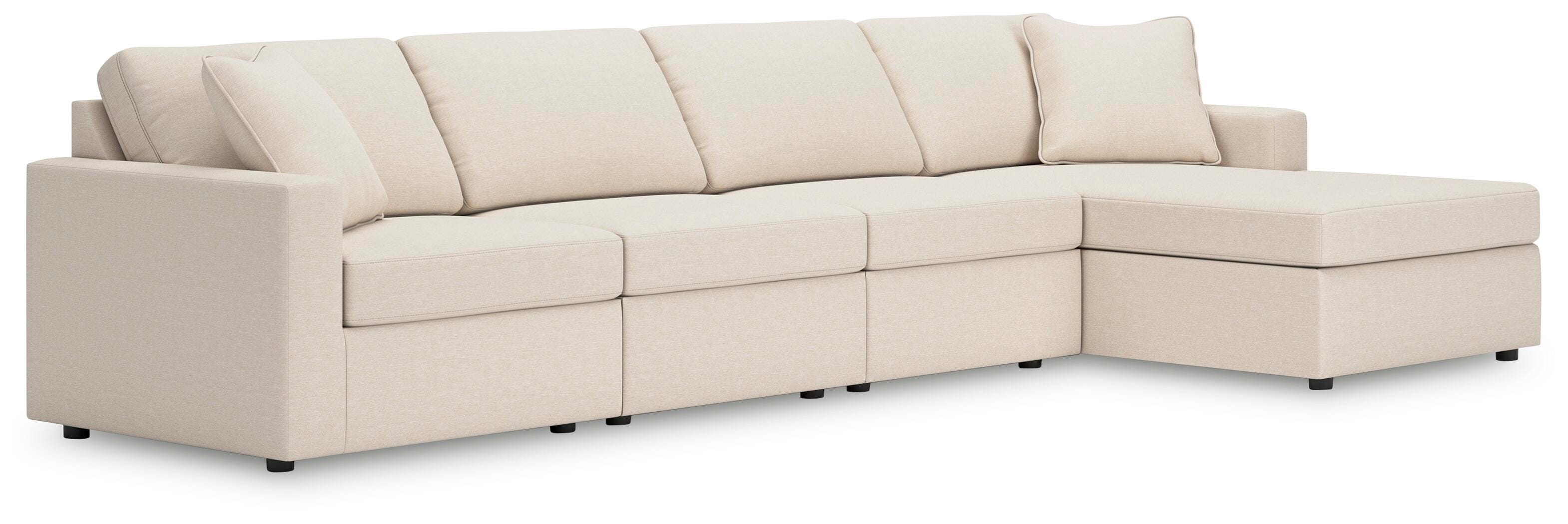 Modmax 4-Piece Sectional with RAF Chaise in Oyster Performance Fabric and Next-Gen Nuvella