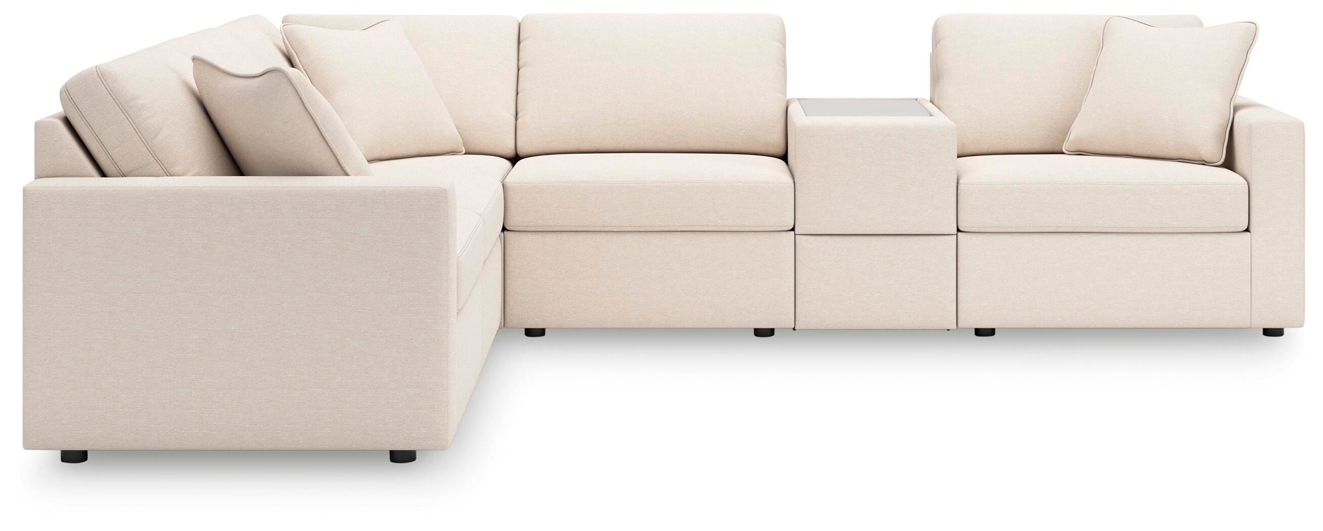 Modmax 6-Piece Sectional w/ Storage Console in Oyster Performance Fabric and Next-Gen Nuvella