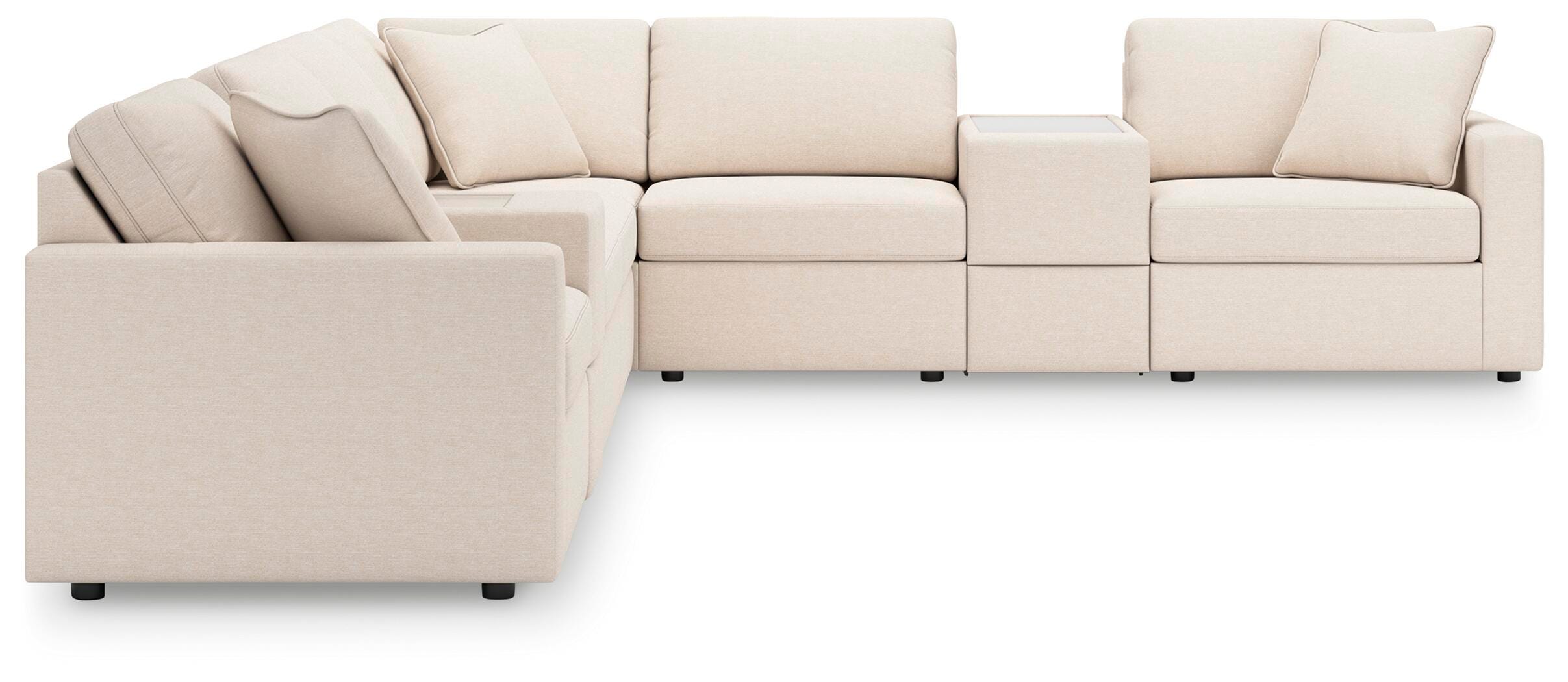 Modmax 8-Piece Sectional with Storage Consoles in Oyster Performance Fabric and Next-Gen Nuvella