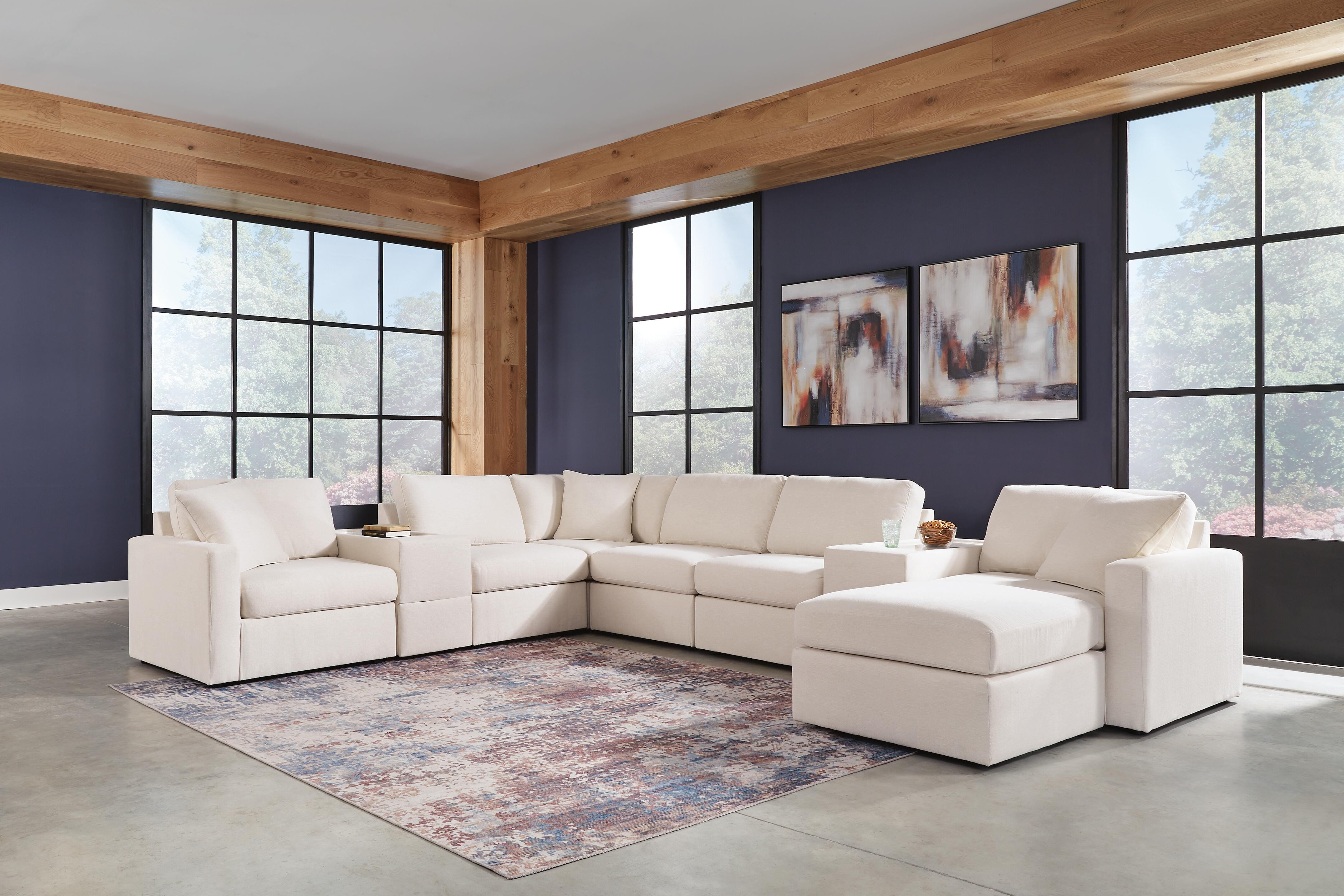 Modmax 8-Piece Sectional and Ottoman in Oyster