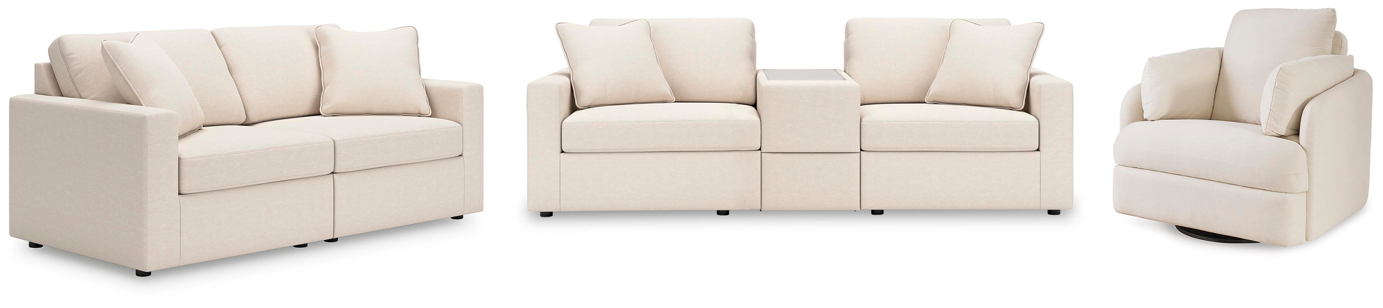 Modmax 3-Piece Sectional Sofa, 2-Piece Sectional Loveseat and Swivel Glider Recliner in Oyster