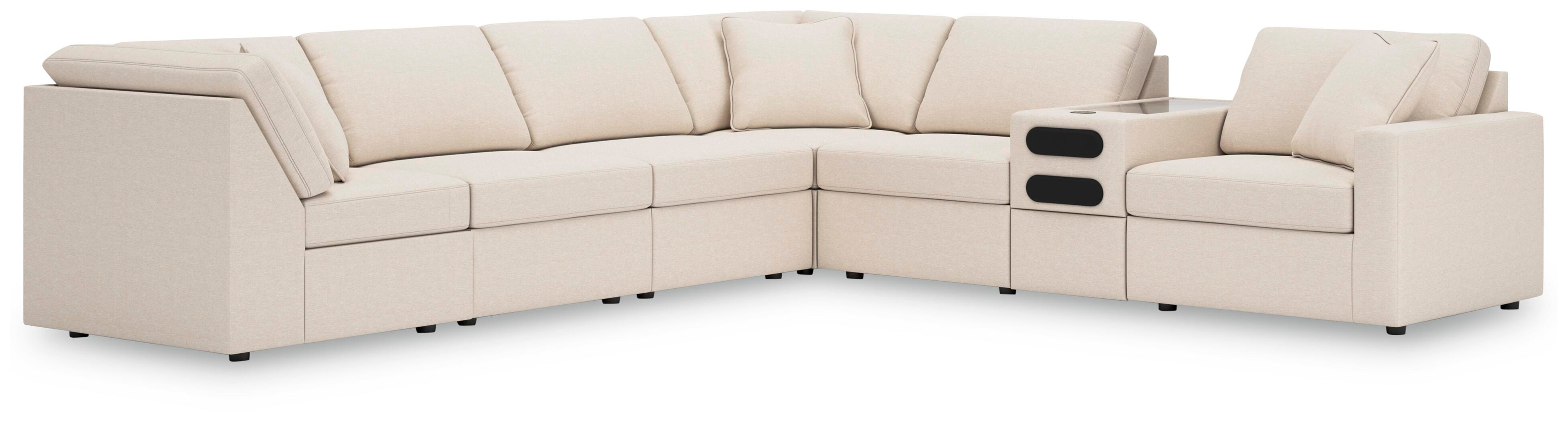 Modmax 7-Piece Sectional with Audio Console in Oyster Performance Fabric and Next-Gen Nuvella