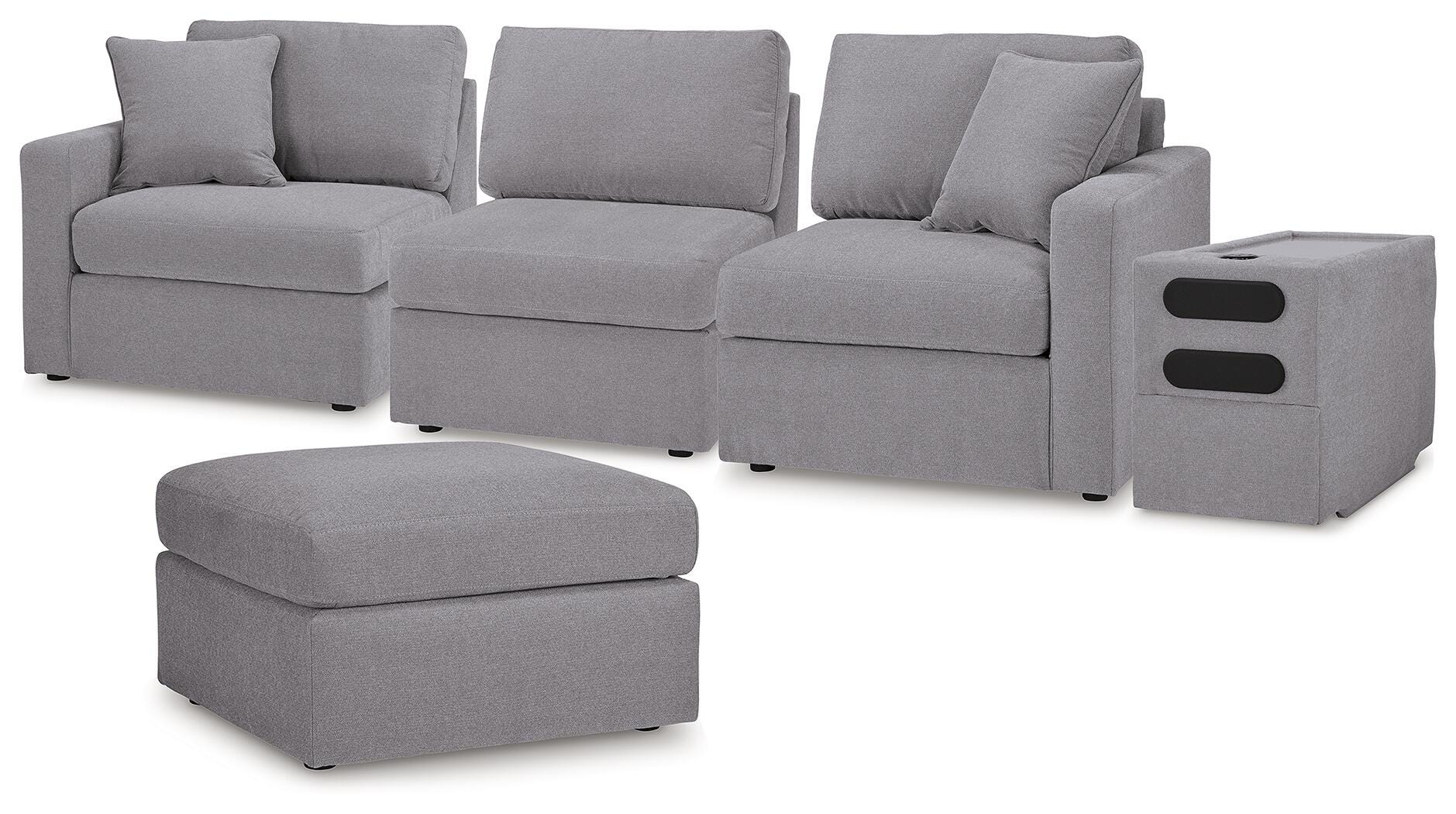Modmax 4-Piece Sectional with Ottoman in Granite