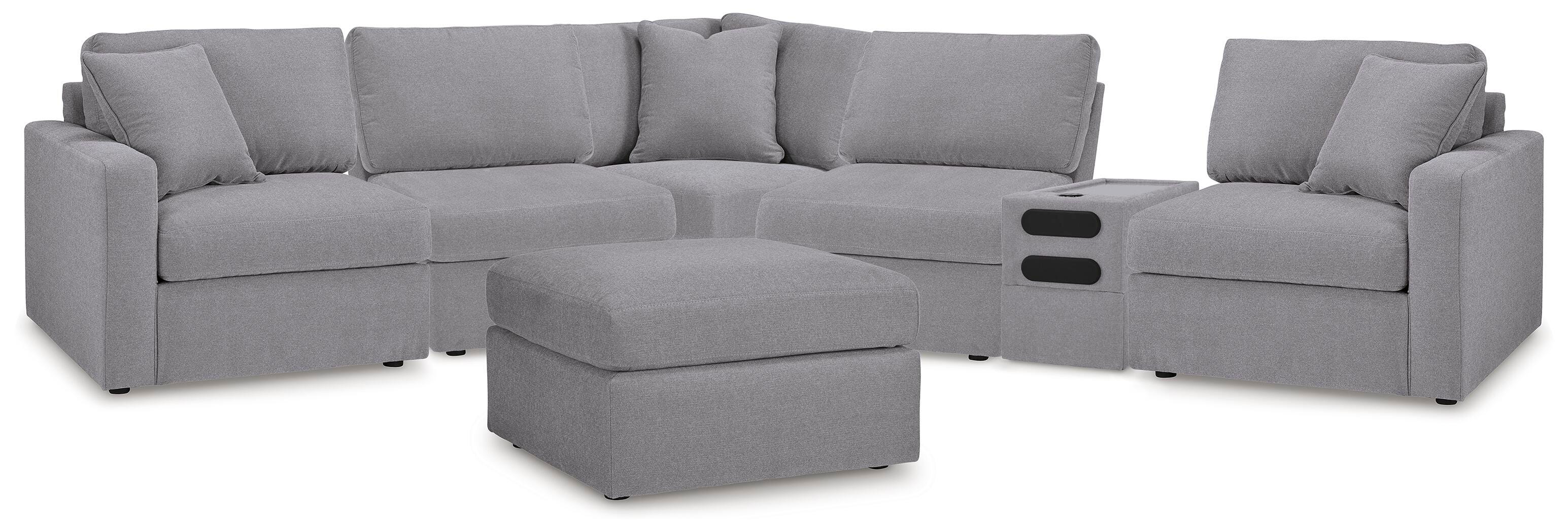 Modmax 6-Piece Sectional and Oversized Accent Ottoman in Granite