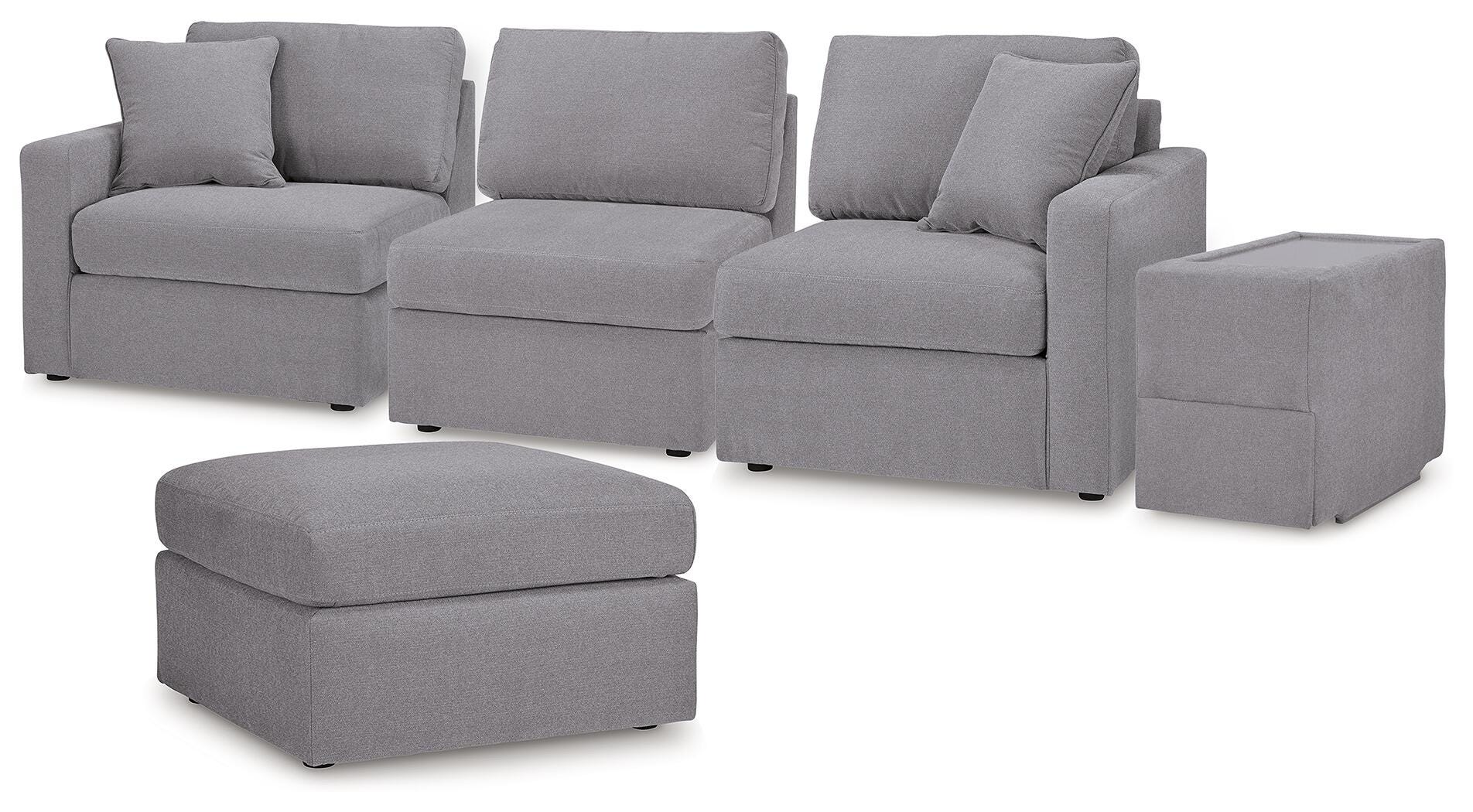 Modmax 4-Piece Sectional and Ottoman in Granite