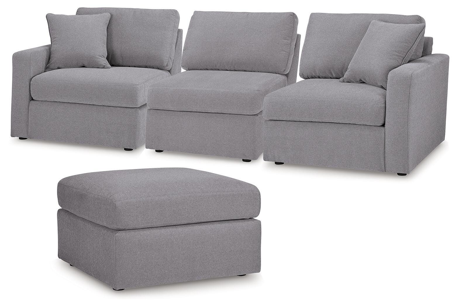 Modmax 3-Piece Sectional and Ottoman in Granite