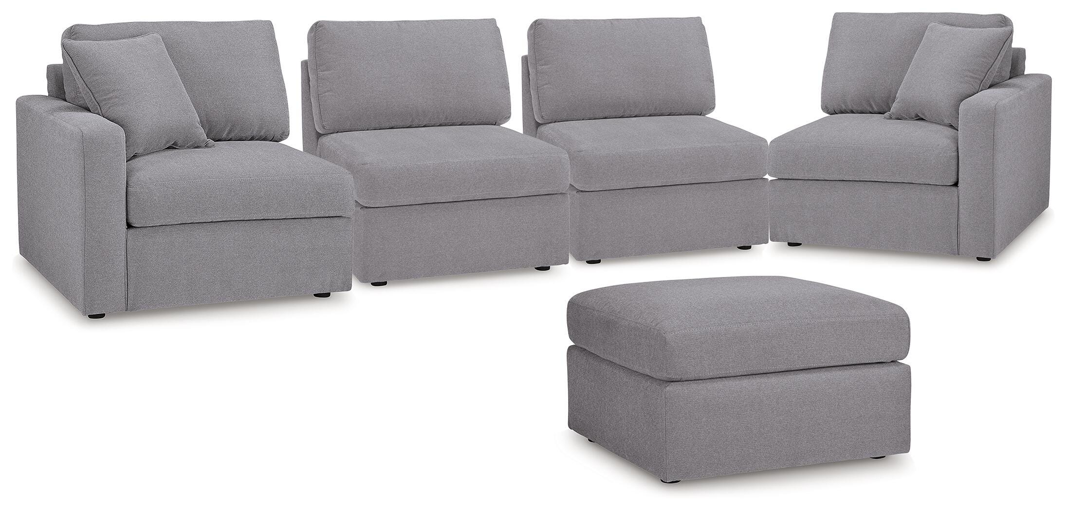Modmax 4-Piece Sectional w/ Ottoman in Granite