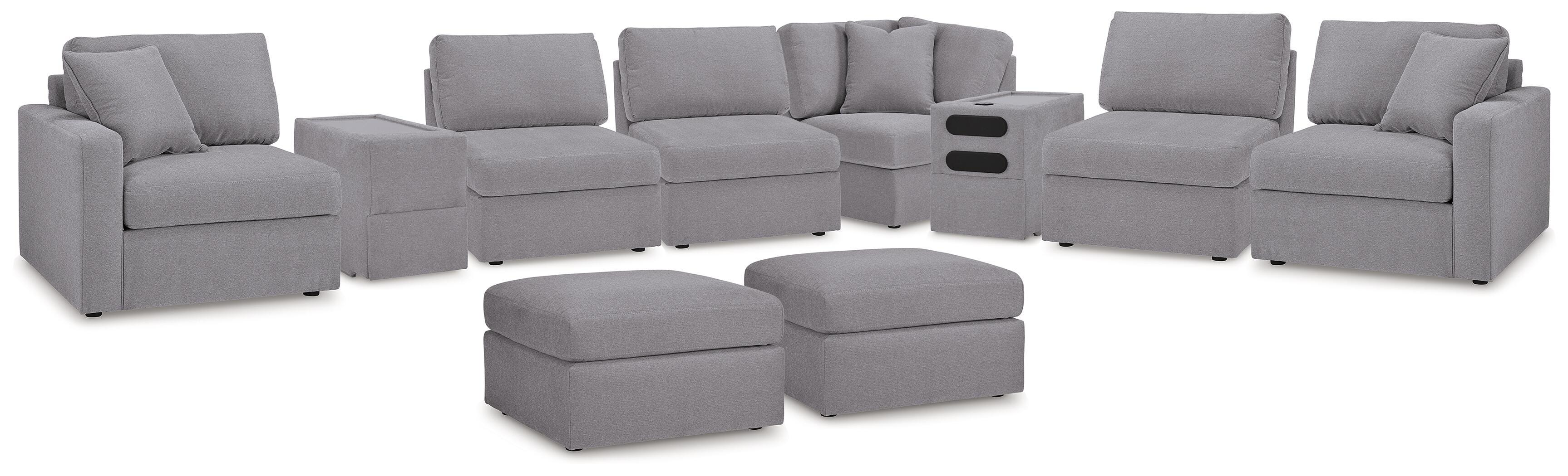 Modmax 8-Piece Sectional and 2 Ottomans in Granite