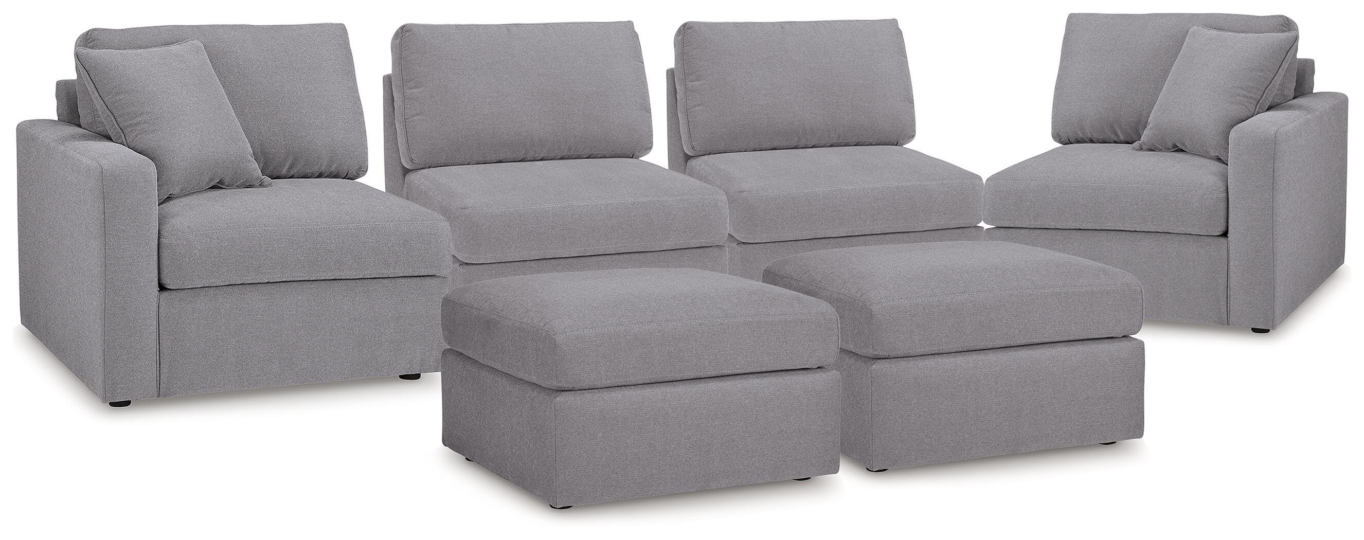 Modmax 4-Piece Sectional and 2 Ottomans in Granite