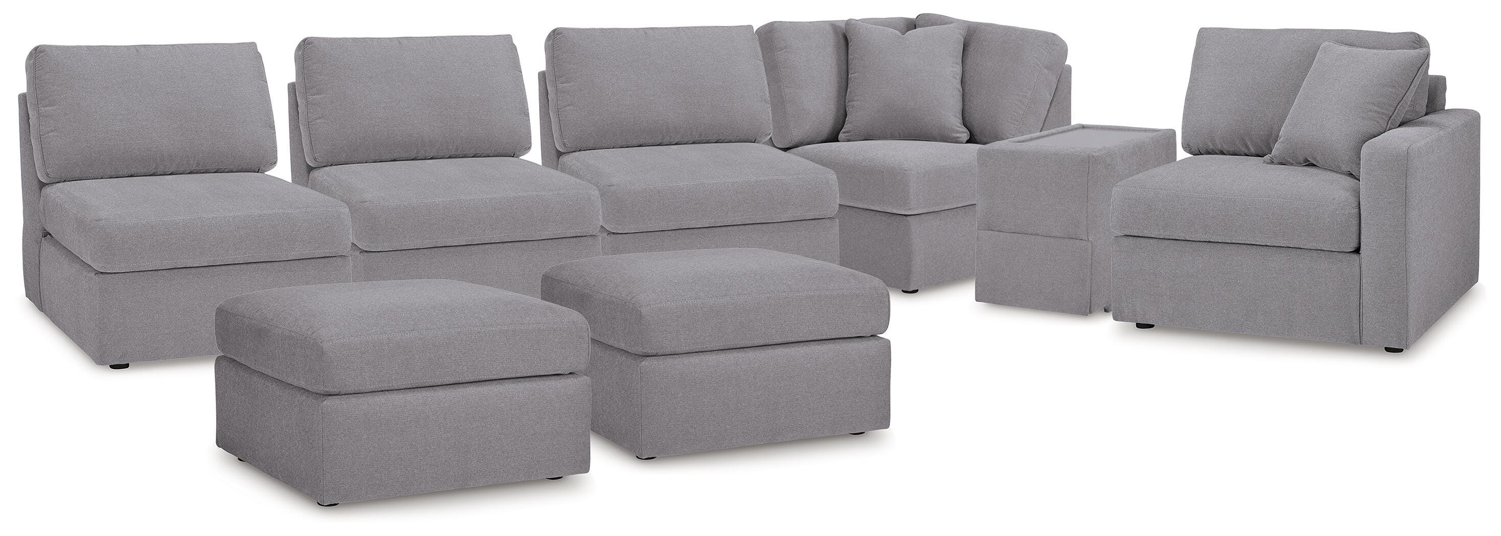 Modmax 6-Piece Sectional with 2 Ottomans in Granite