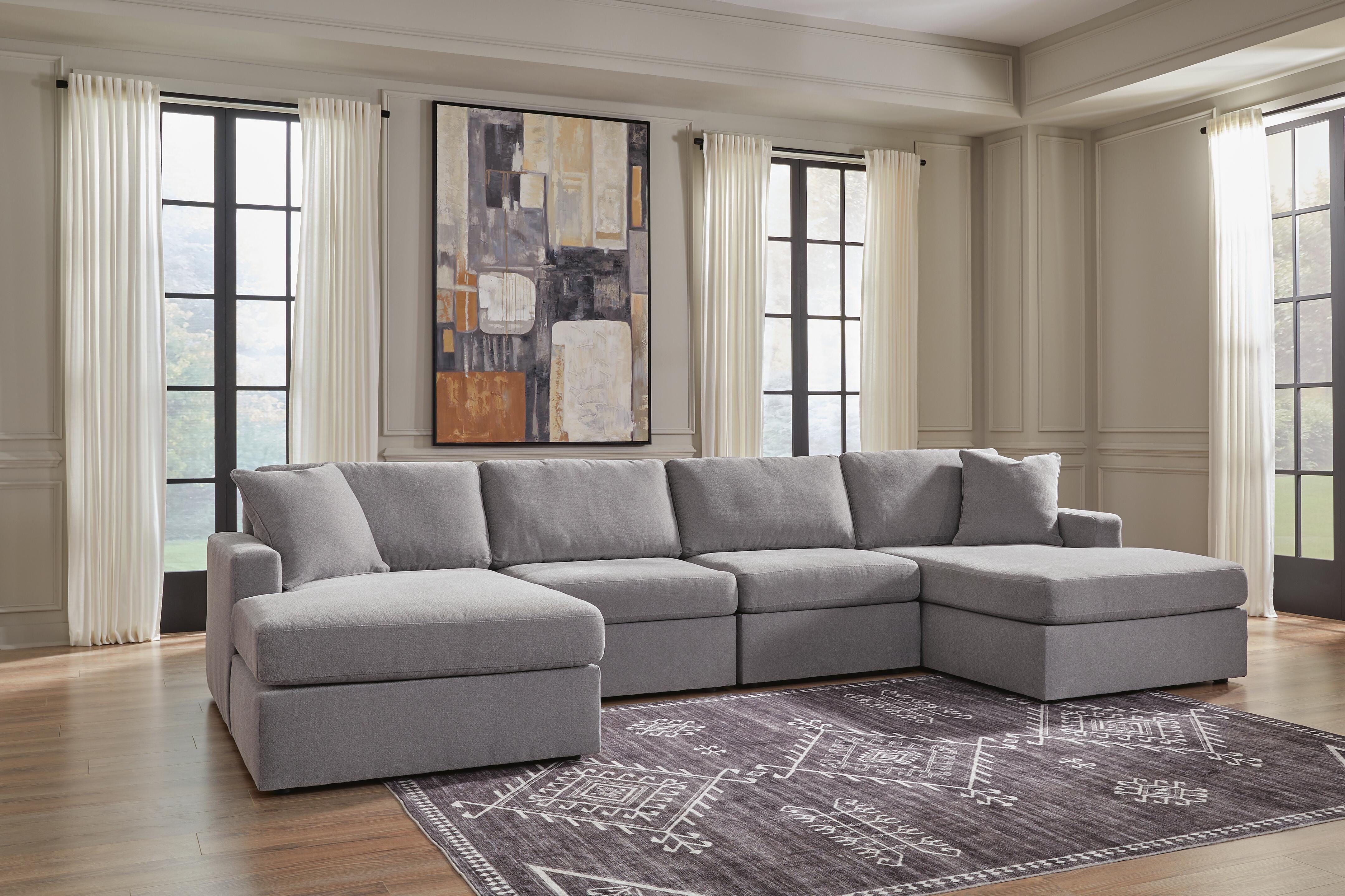 Modmax 4-Piece Double Chaise Sectional in Granite Performance Fabric and Next-Gen Nuvella