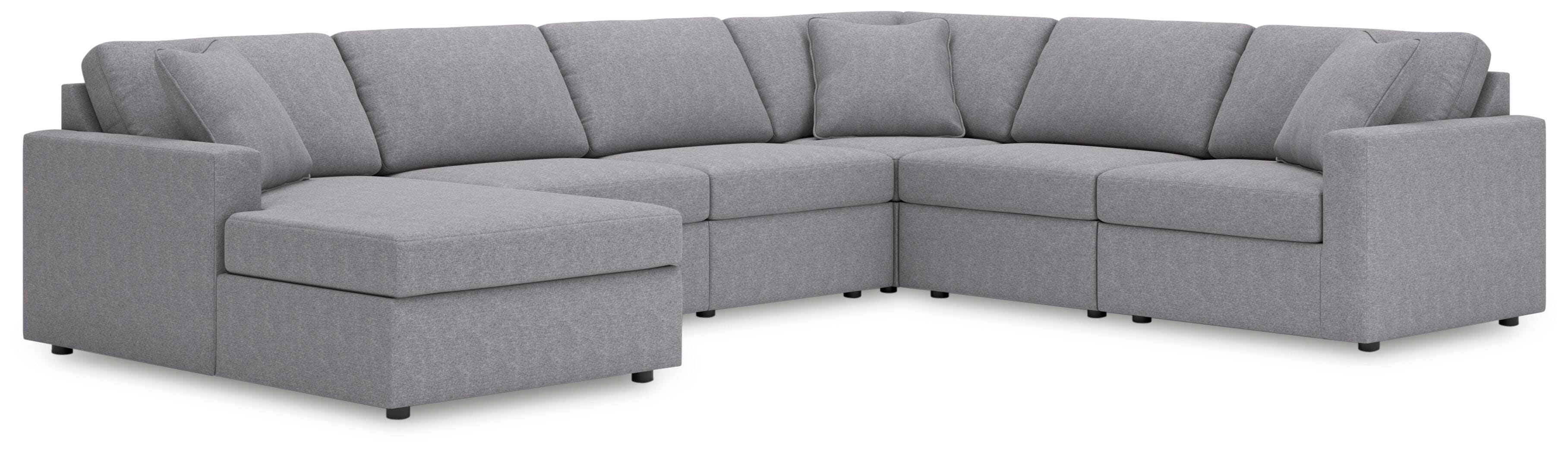 Modmax 6-Piece LAF Sectional in Granite Performance Fabric and Next-Gen Nuvella