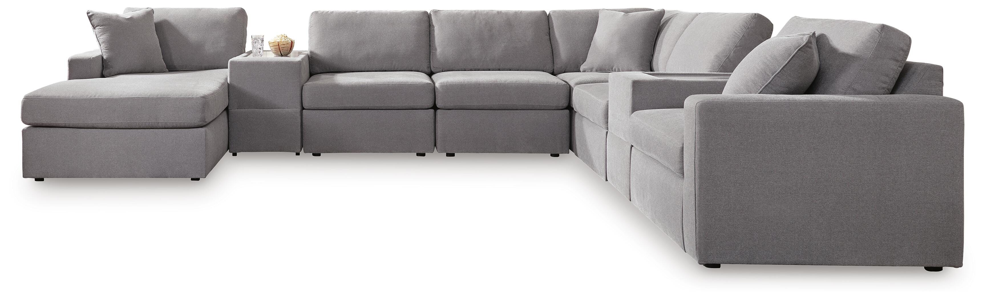 Modmax 8-Piece LAF Chaise Sectional and Storage Consoles in Granite Performance Fabric and Next-Gen Nuvella