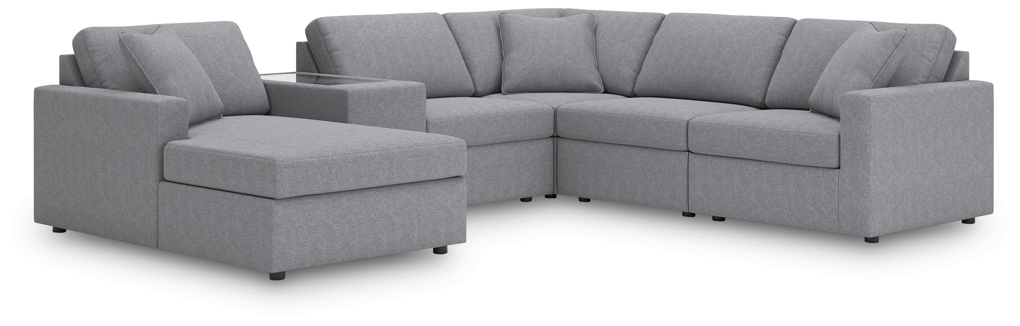 Modmax 6-Piece LAF Chaise Sectional in Granite Performance Fabric and Next-Gen Nuvella