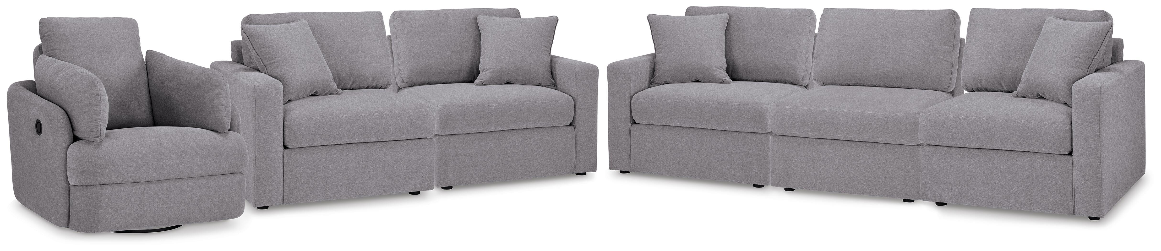 Modmax 3-Piece Sectional, 2-Piece Sectional Loveseat and Swivel Glider Recliner in Granite