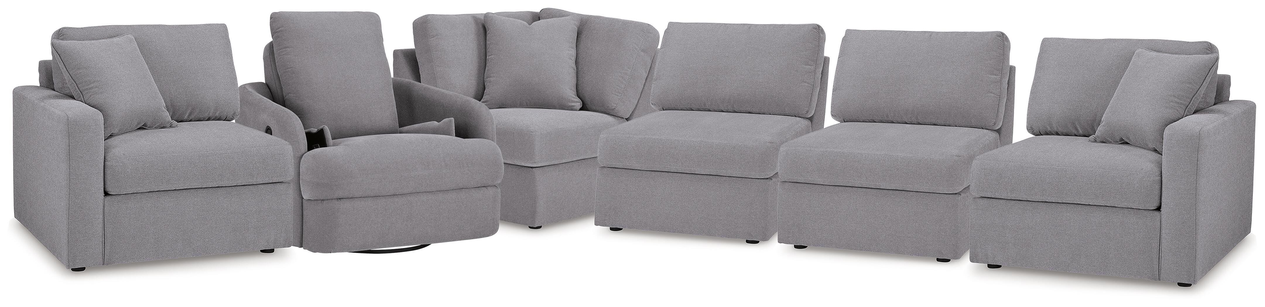 Modmax 5-Piece Sectional and Swivel Glider Recliner in Granite