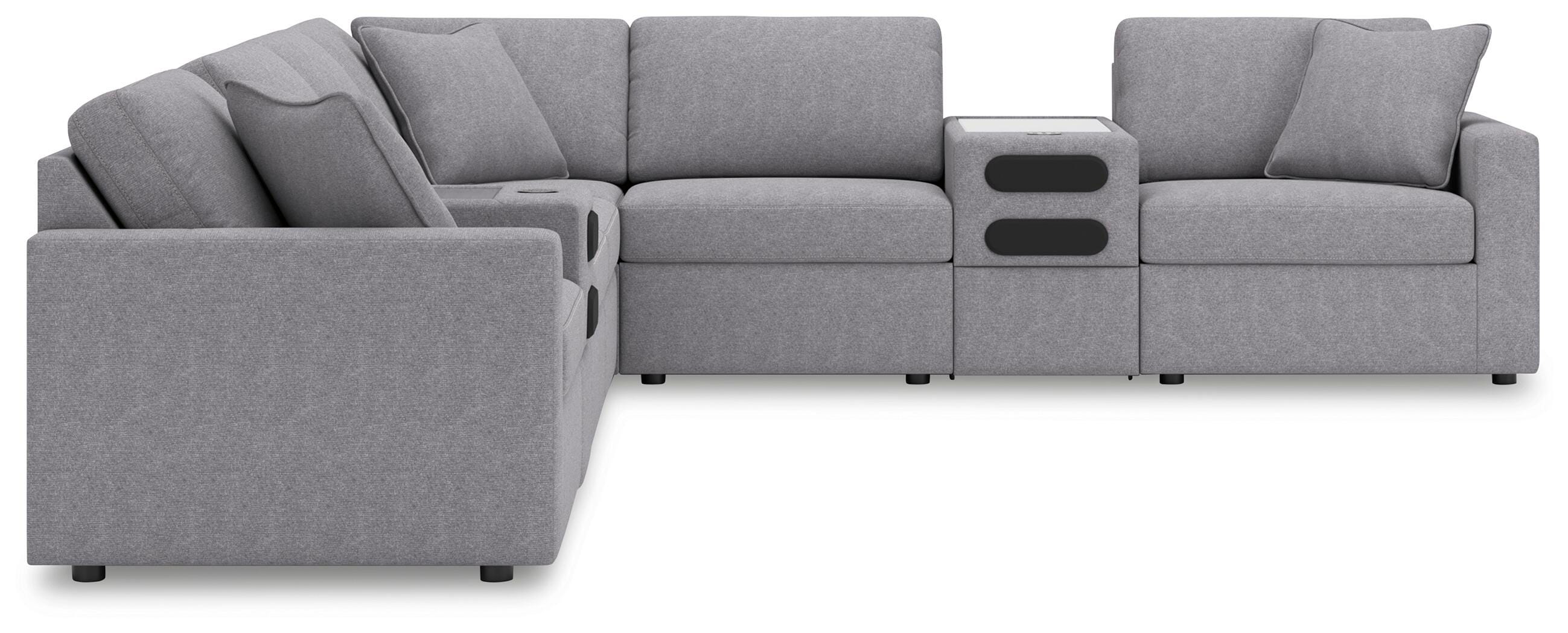 Modmax 8-Piece Sectional with Audio Consoles in Granite Performance Fabric and Next-Gen Nuvella