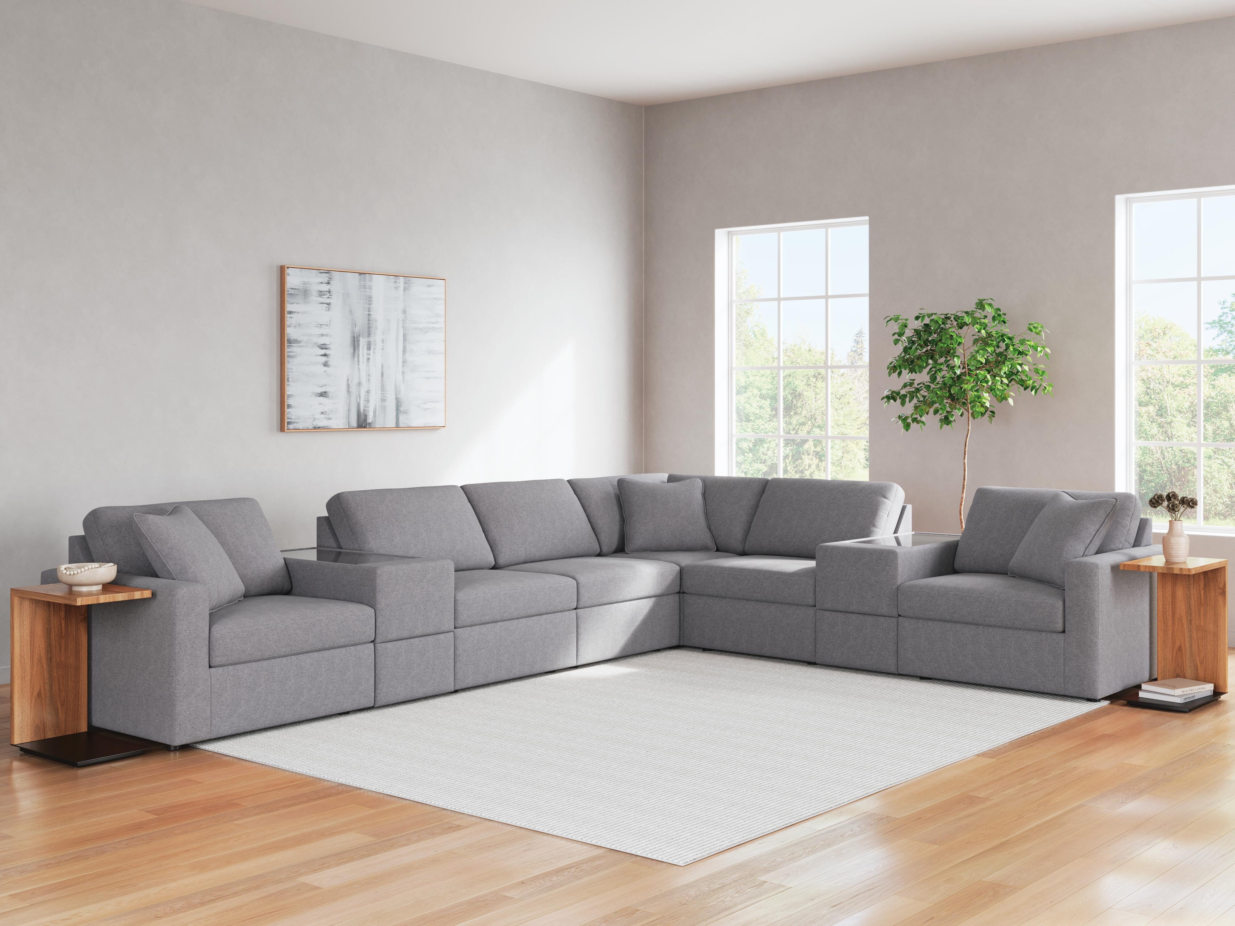 Modmax 8-Piece Sectional with Storage Consoles in Granite Performance Fabric and Next-Gen Nuvella