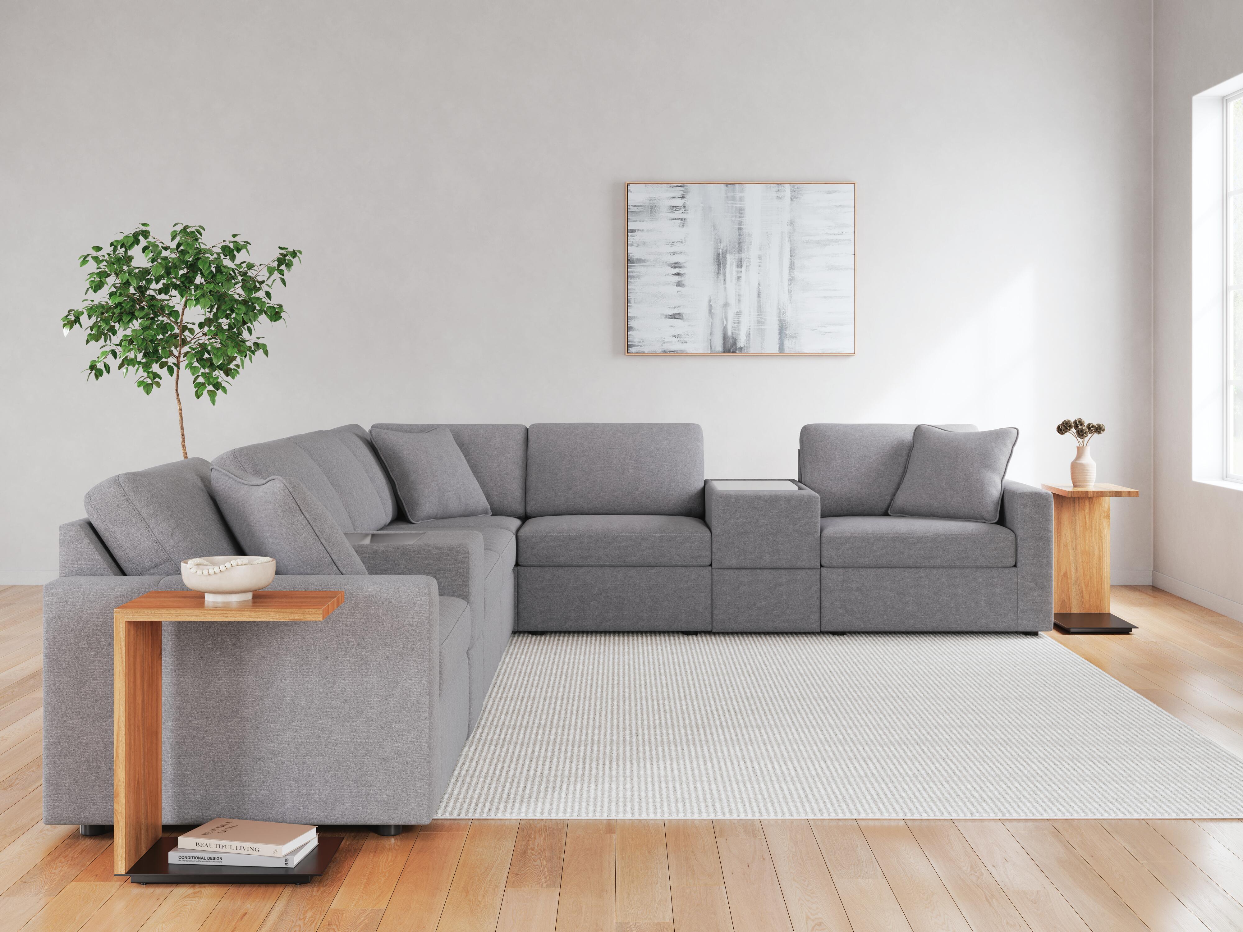 Modmax 8-Piece Sectional with Storage Consoles in Granite Performance Fabric and Next-Gen Nuvella
