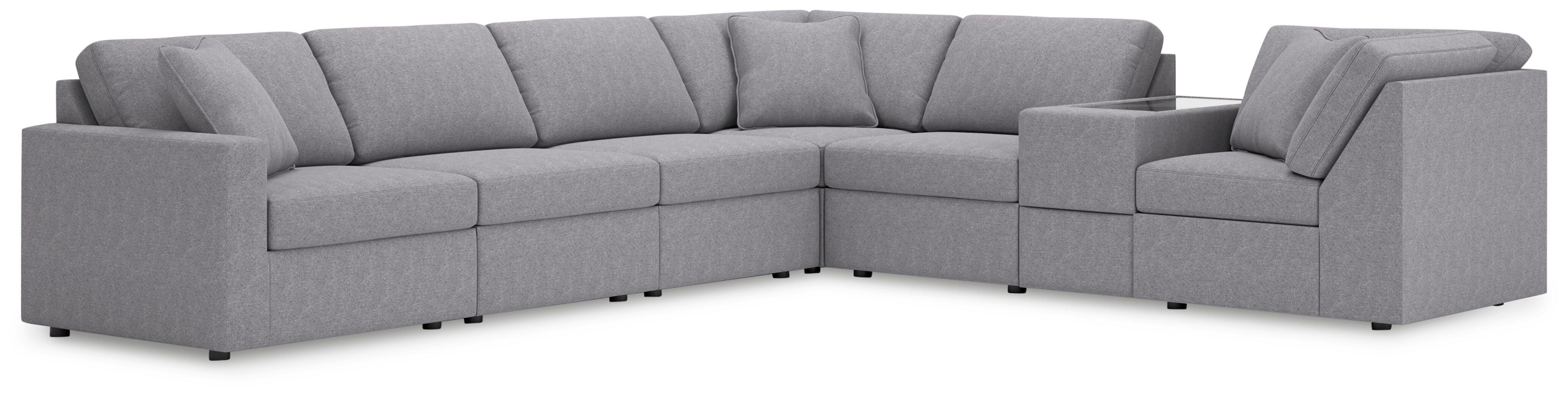 Modmax 7-Piece Sectional w/ Storage Console in Granite Performance Fabric and Next-Gen Nuvella
