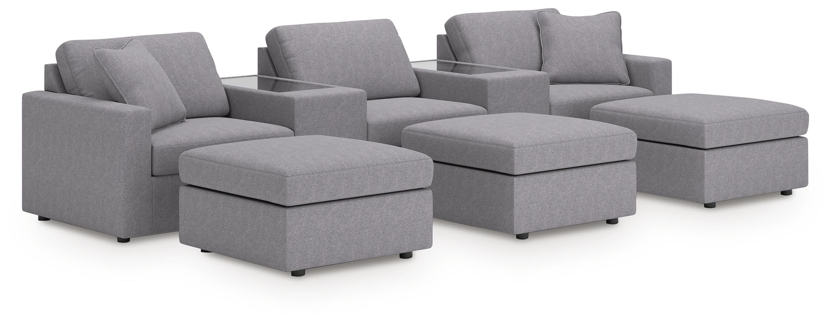 Modmax 5-Piece Sectional and 3 Ottomans in Granite
