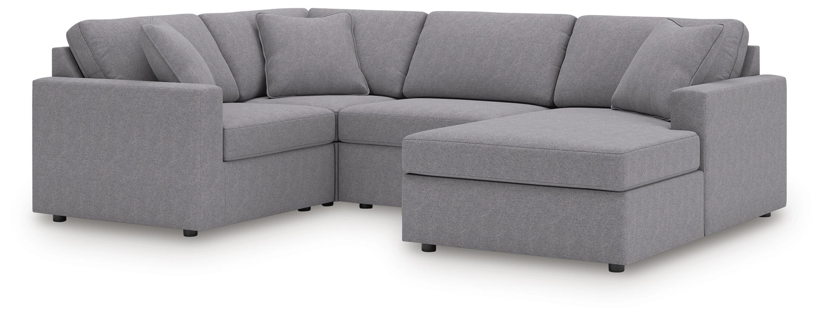 Modmax 4-Piece RAF Chaise Sectional in Granite Performance Fabric and Next-Gen Nuvella
