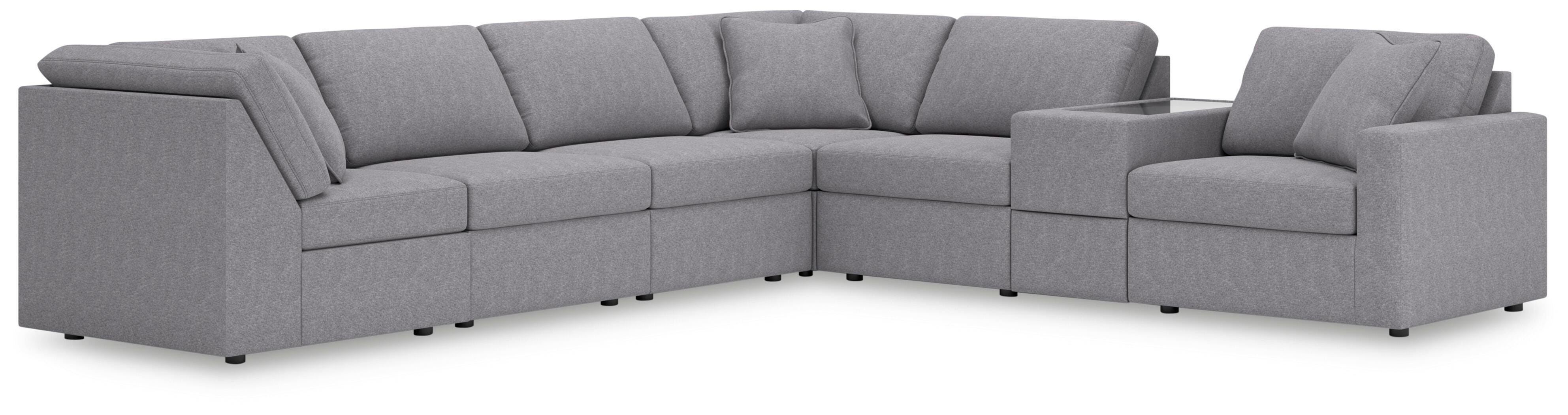Modmax 7-Piece Sectional with Storage Console in Granite Performance Fabric and Next-Gen Nuvella