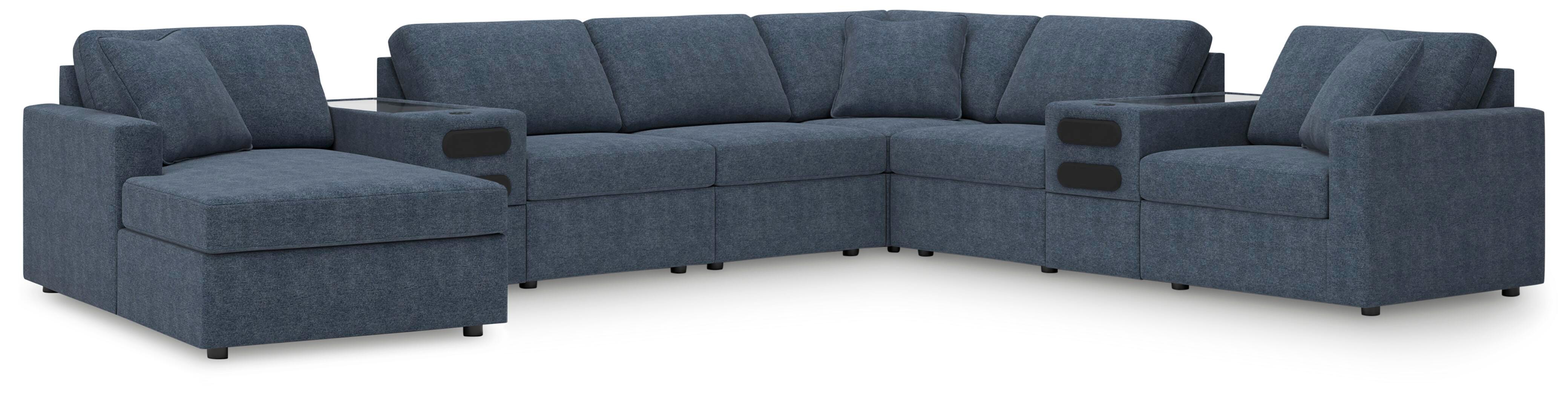 Modmax 8-PC Sectional and Audio Consoles in Ink Performance Fabric and Next-Gen Nuvella