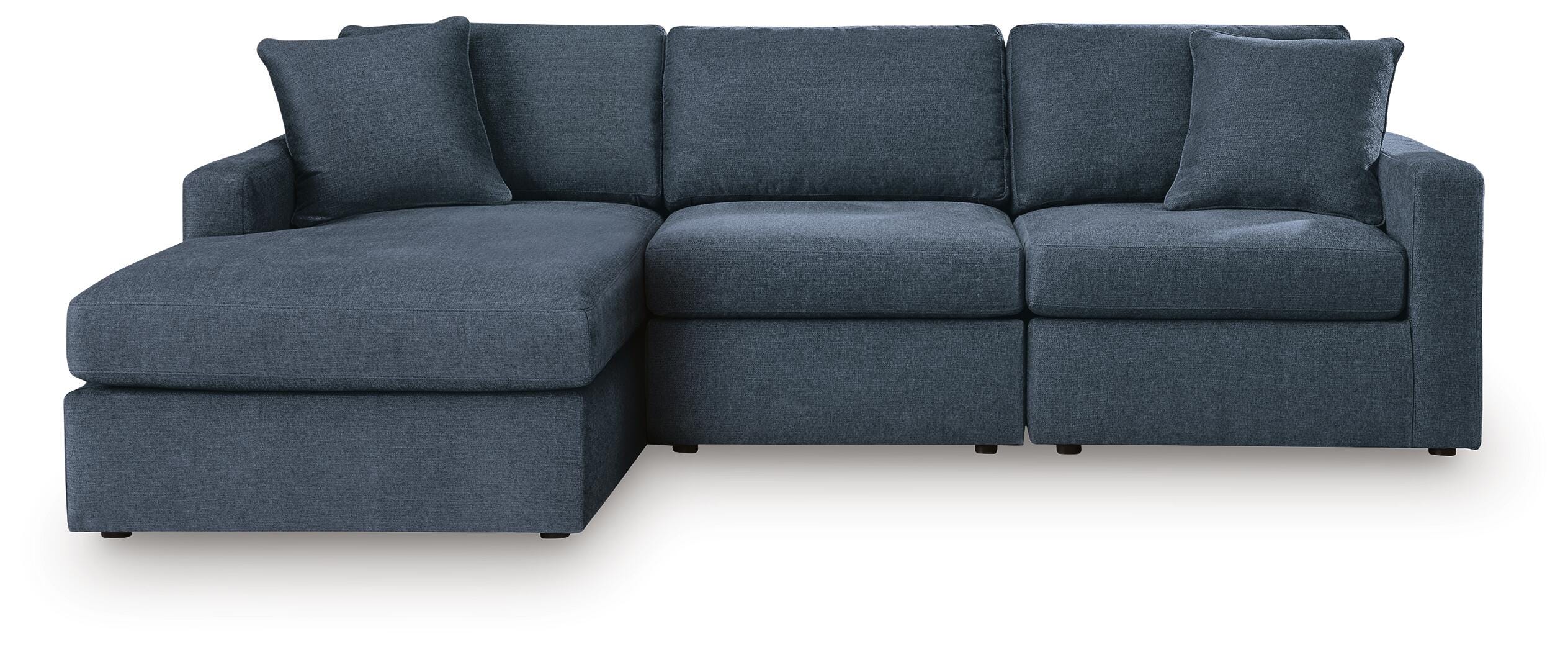 Modmax 3-Piece LAF Chaise Sectional in Ink Performance Fabric and Next-Gen Nuvella