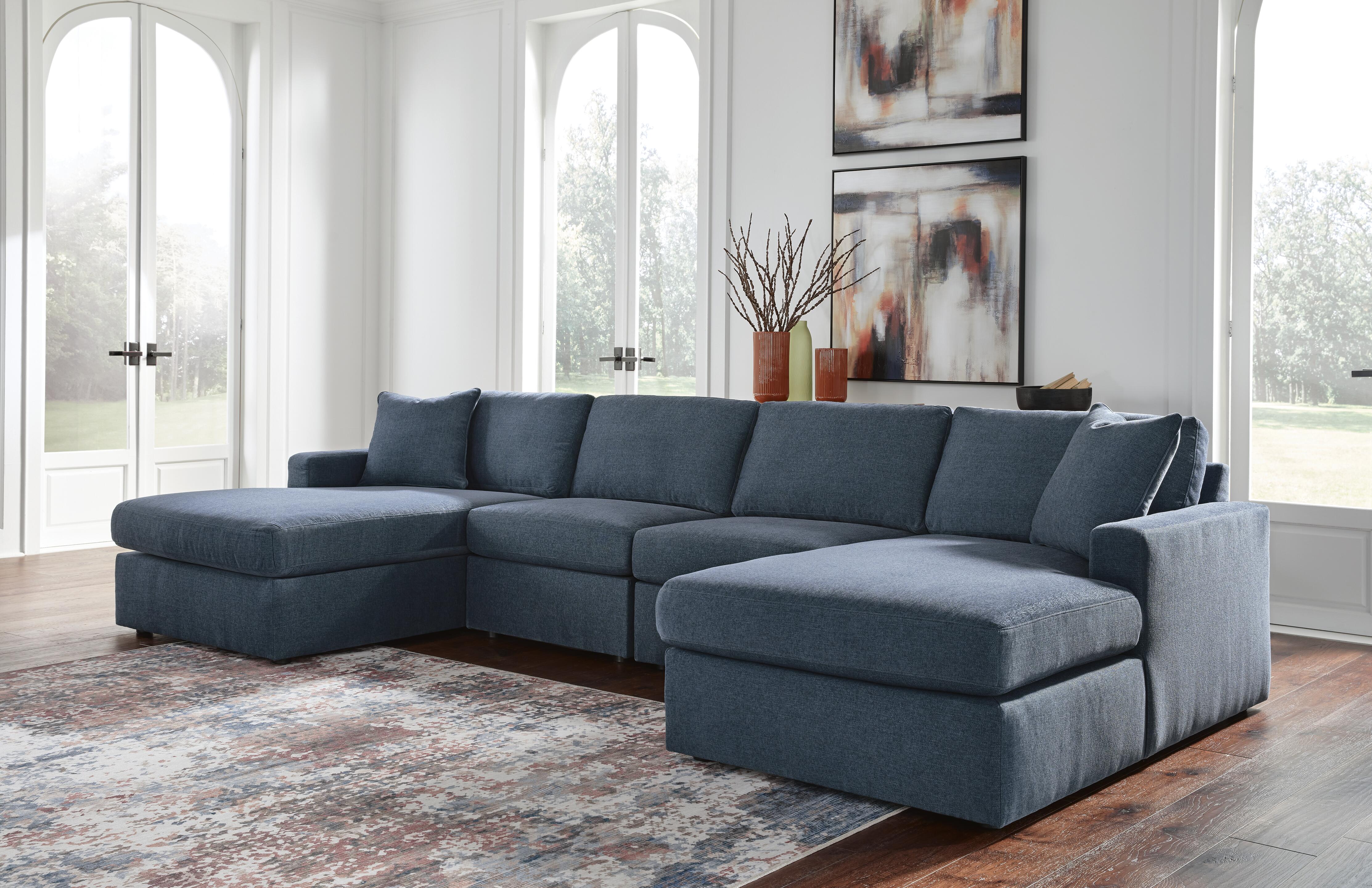 Modmax 4-Piece Double Chaise Sectional in Ink Performance Fabric and Next-Gen Nuvella