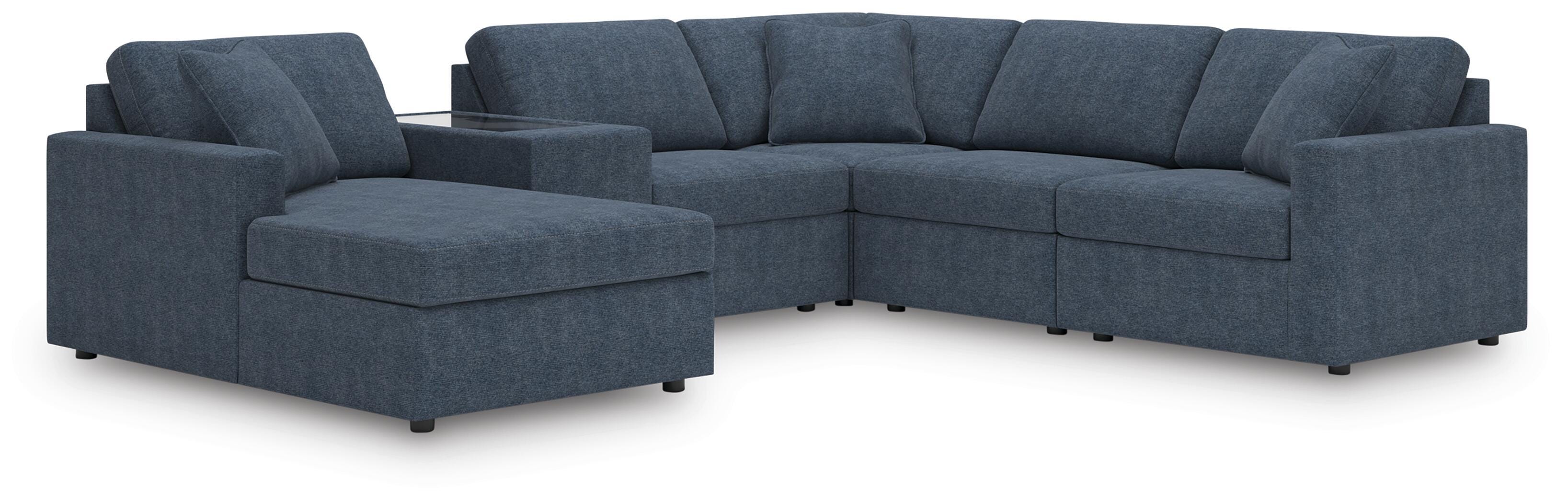 Modmax 6-Piece LAF Chaise Sectional in Ink Performance Fabric and Next-Gen Nuvella