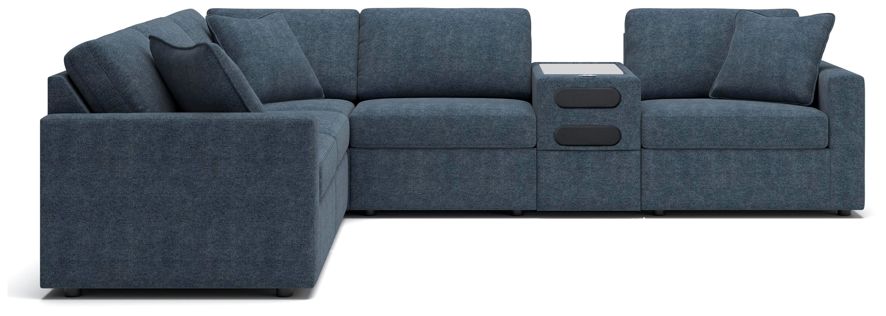Modmax 6-Piece Sectional with Audio Console in Ink Performance Fabric and Next-Gen Nuvella