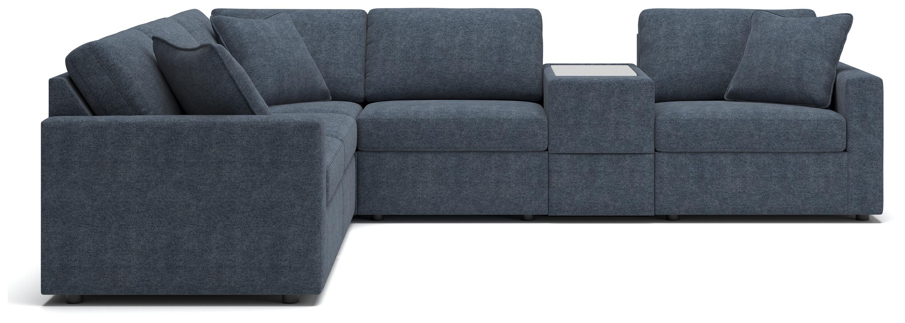 Modmax 6-Piece Sectional with Storage Console in Ink Performance Fabric and Next-Gen Nuvella