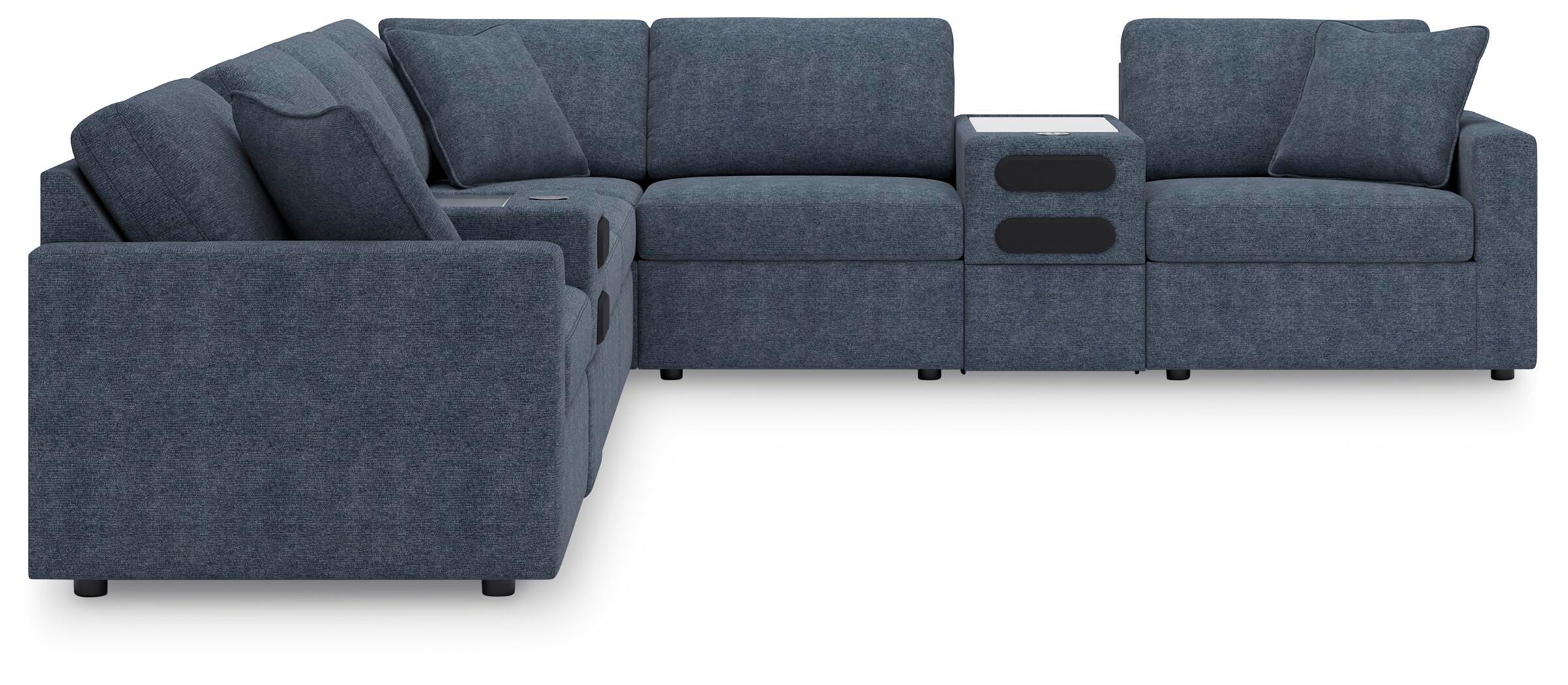 Modmax 8-Piece Sectional with Audio Consoles in Ink Performance Fabric and Next-Gen Nuvella