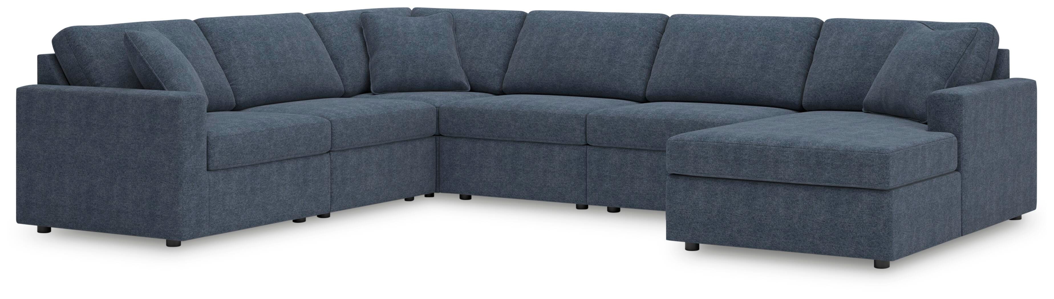 Modmax 6-Piece Sectional with RAF Chaise in Ink Performance Fabric and Next-Gen Nuvella