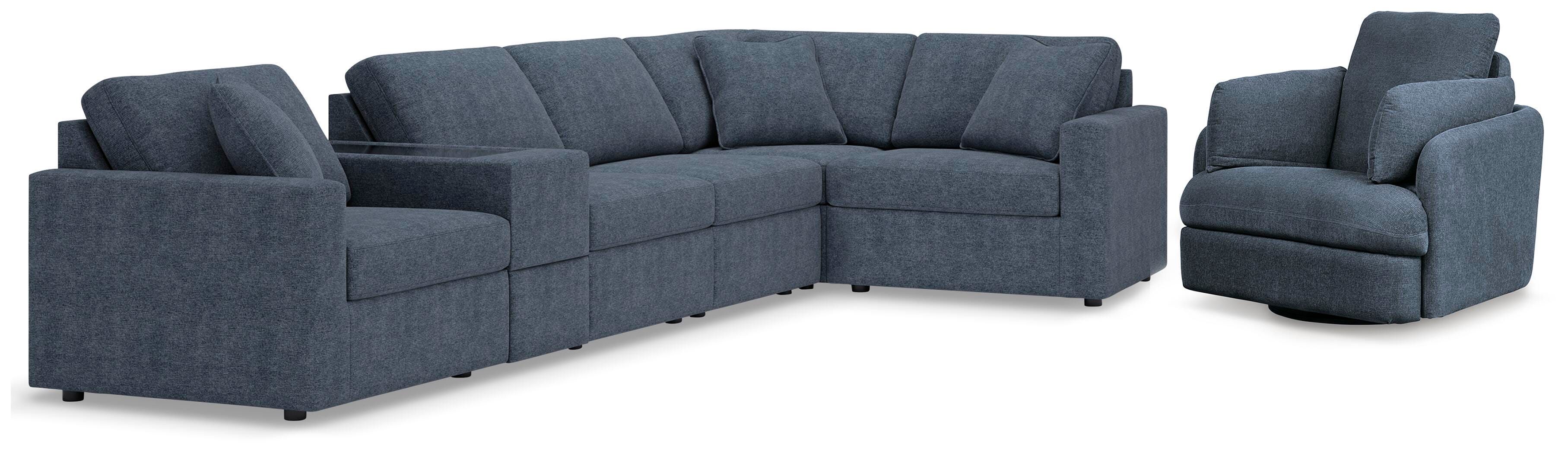 Modmax 6-Piece Sectional and Swivel Glider Recliner in Ink