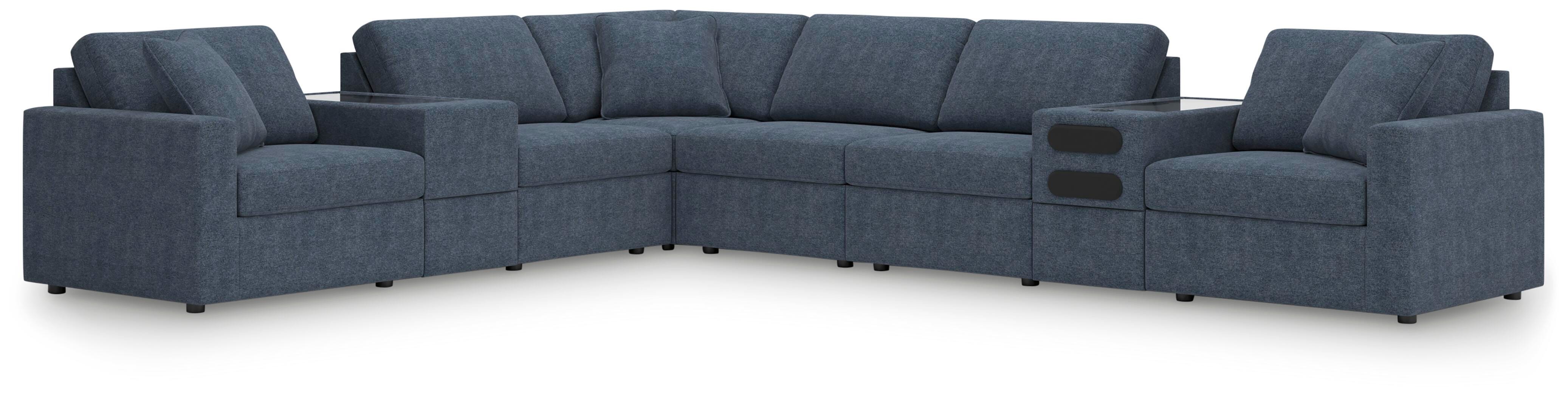 Modmax 8-Piece Sectional with Audio and Storage Consoles in Ink Performance Fabric and Next-Gen Nuvella