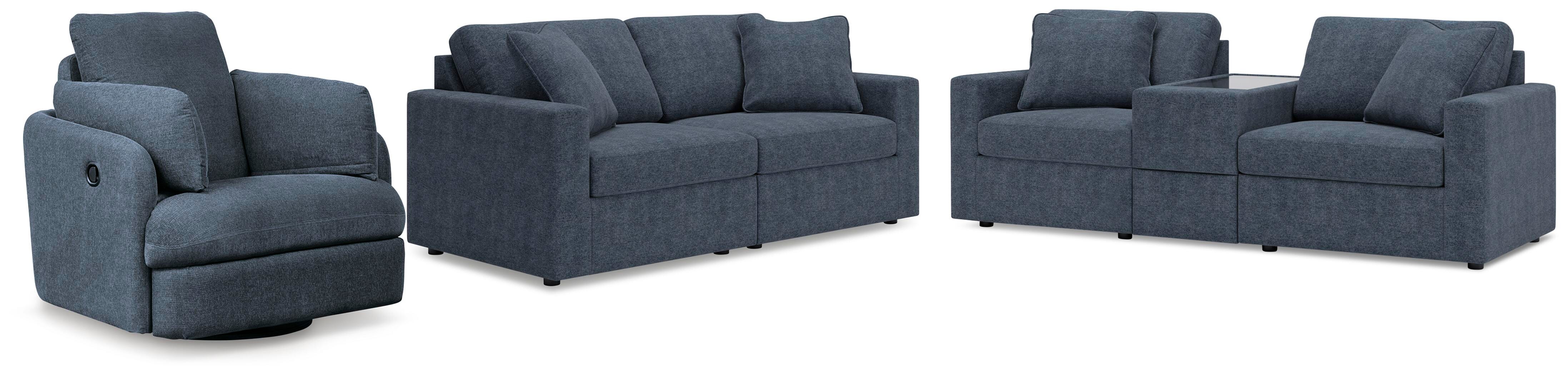 Modmax 3-Piece Sectional Sofa, 2-Piece Sectional Loveseat and Swivel Glider Recliner in Ink