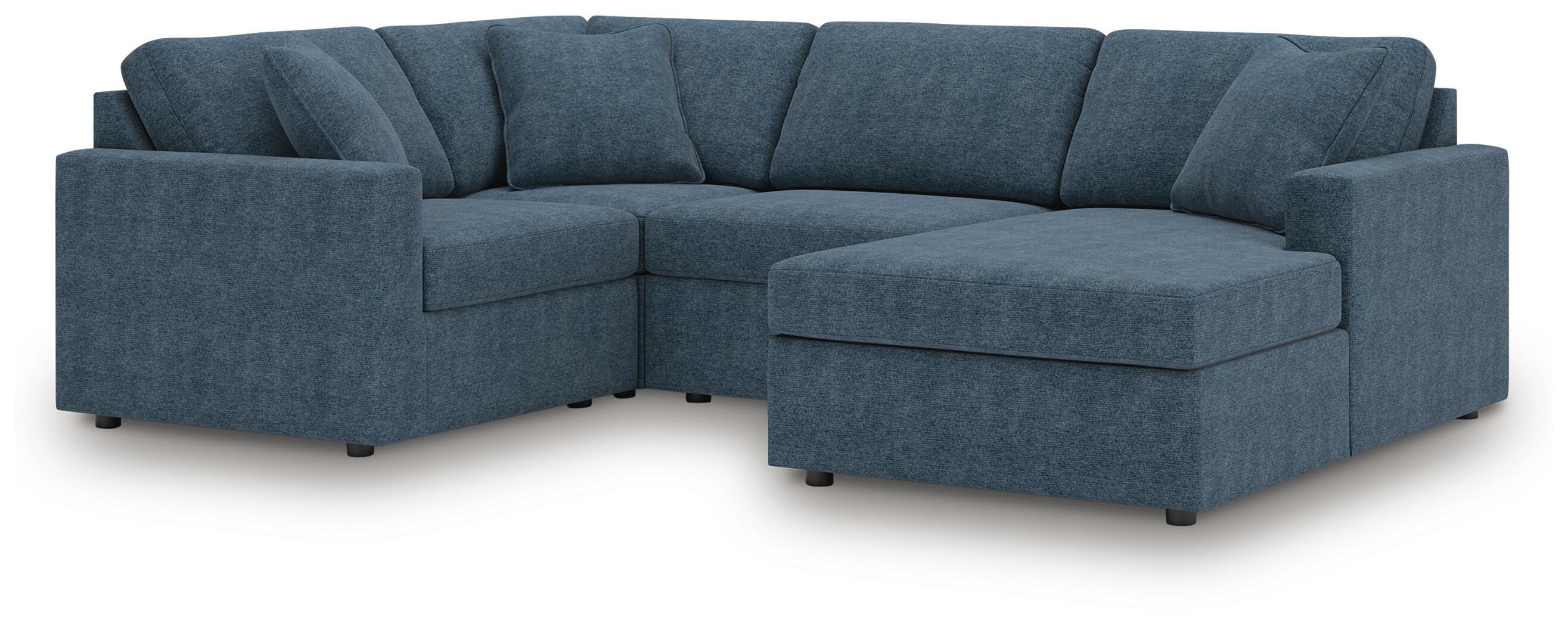 Modmax 4-Piece RAF Chaise Sectional in Ink Performance Fabric and Next-Gen Nuvella