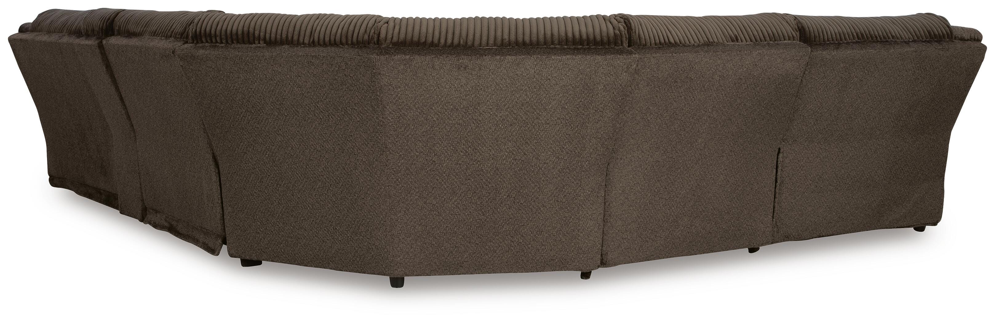 Top Tier 6-Piece LAF Chaise Reclining Sectional in Chocolate Velvet