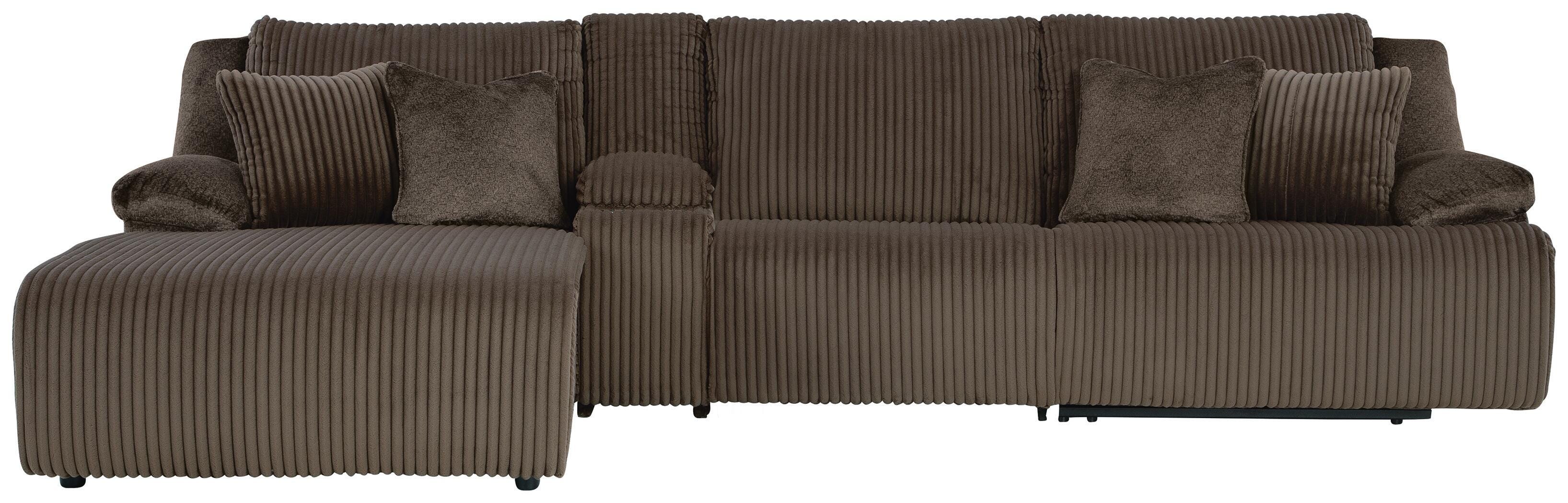 Top Tier 4-Piece LAF Chaise Reclining Sectional in Chocolate