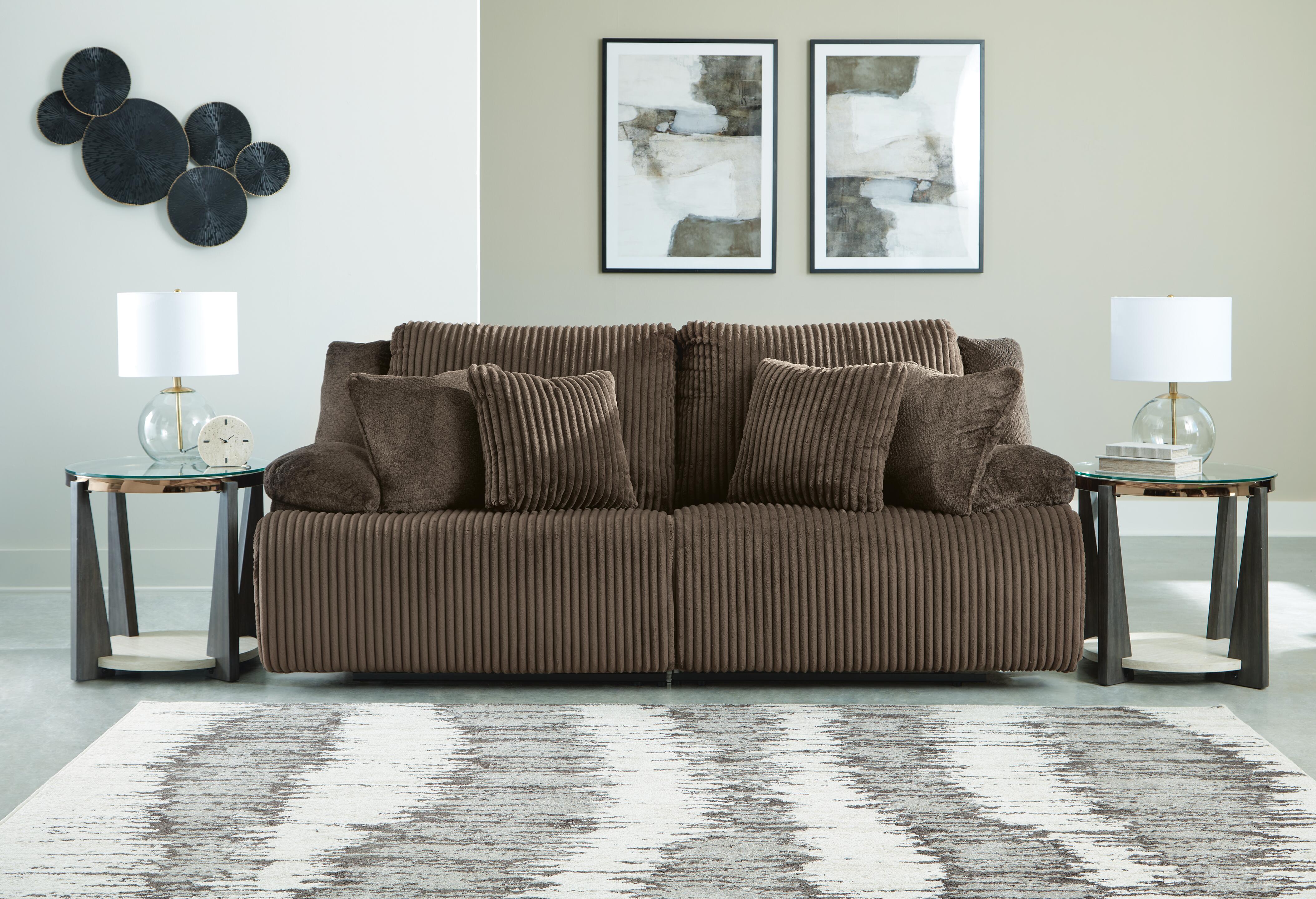 Top Tier 2-Piece Reclining Sectional Loveseat in Chocolate Velvet