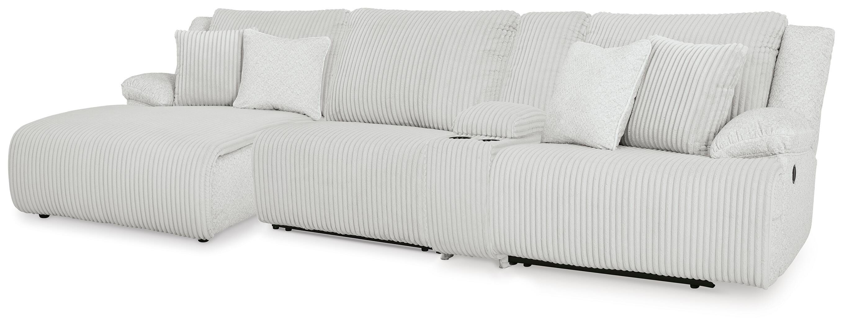 Top Tier 4-Piece LAF Chaise Reclining Sectional in Alloy Velvet