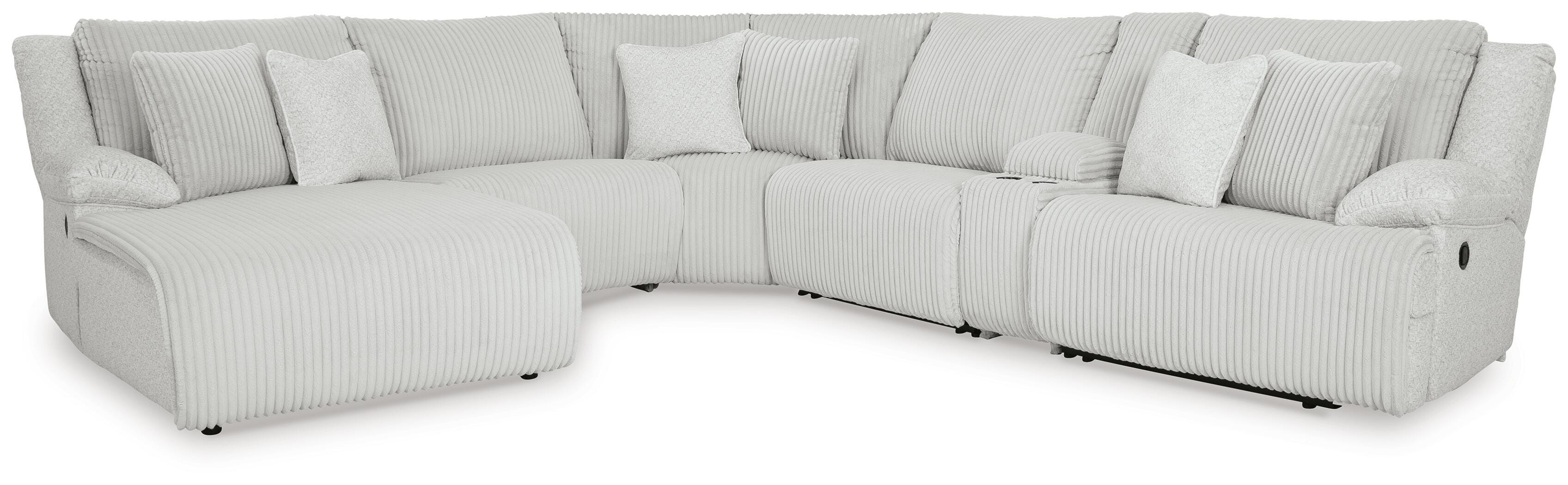 Top Tier 6-Piece LAF Chaise Reclining Sectional in Alloy Velvet