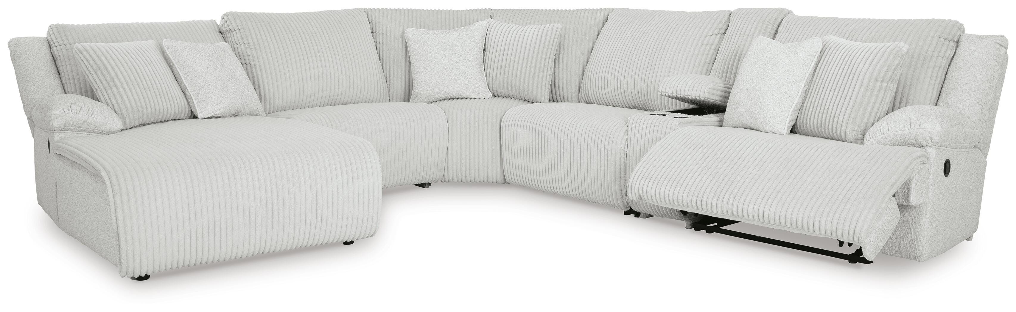 Top Tier 6-Piece LAF Chaise Reclining Sectional in Alloy Velvet