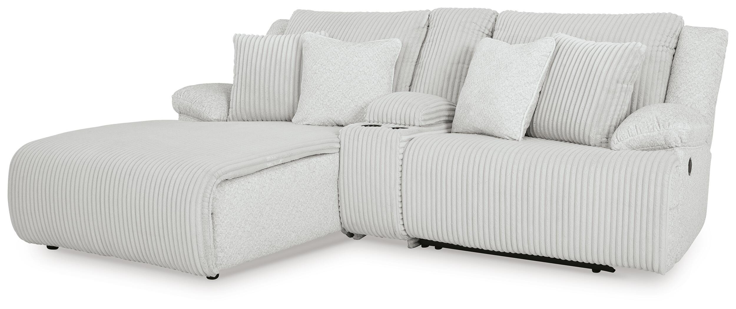 Top Tier 3-Piece LAF Chaise Reclining Sectional Sofa in Alloy Velvet