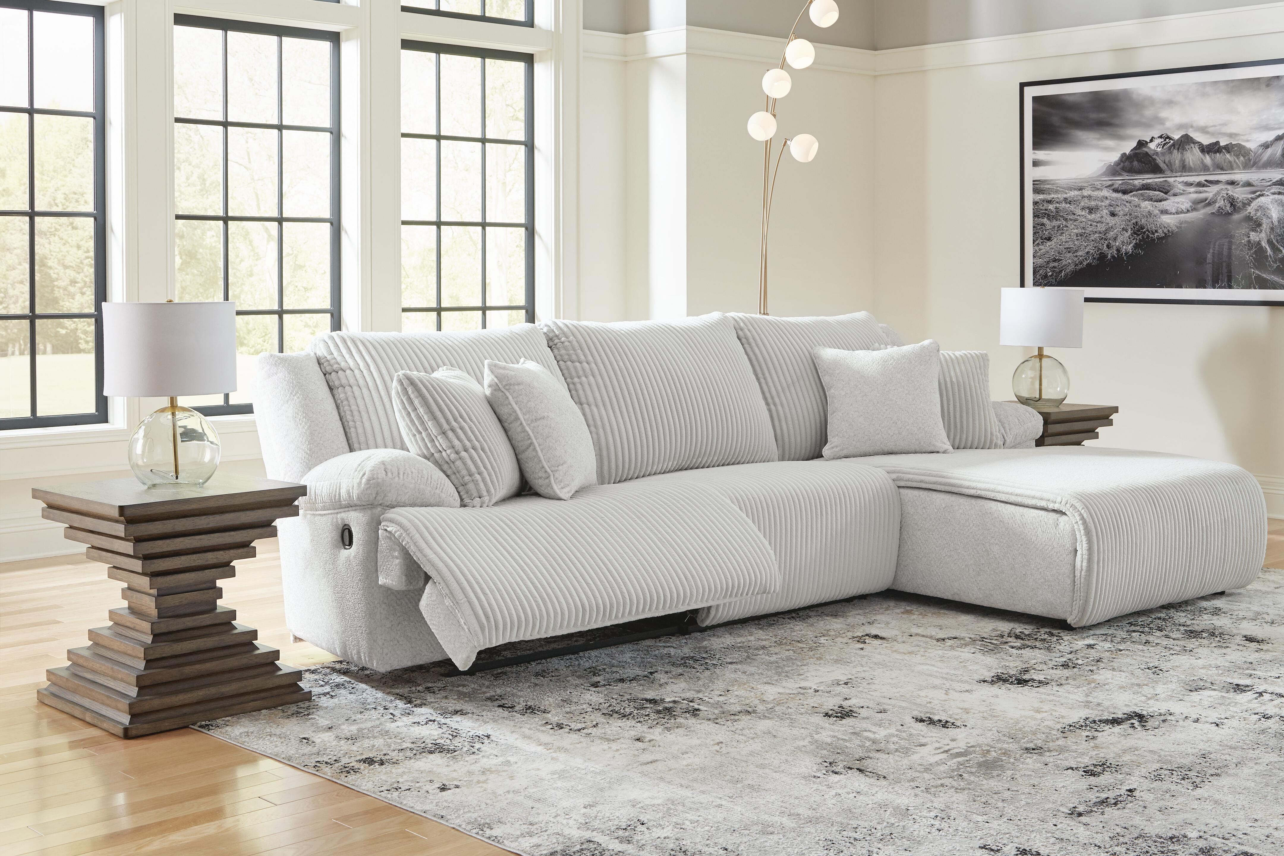 Top Tier 3-Piece Reclining Sectional Sofa with RAF Chaise in Alloy Velvet